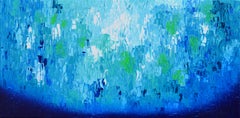 Rilievo blu 18 - Pittura astratta a rilievo blu di grandi dimensioni con coltello a paletta