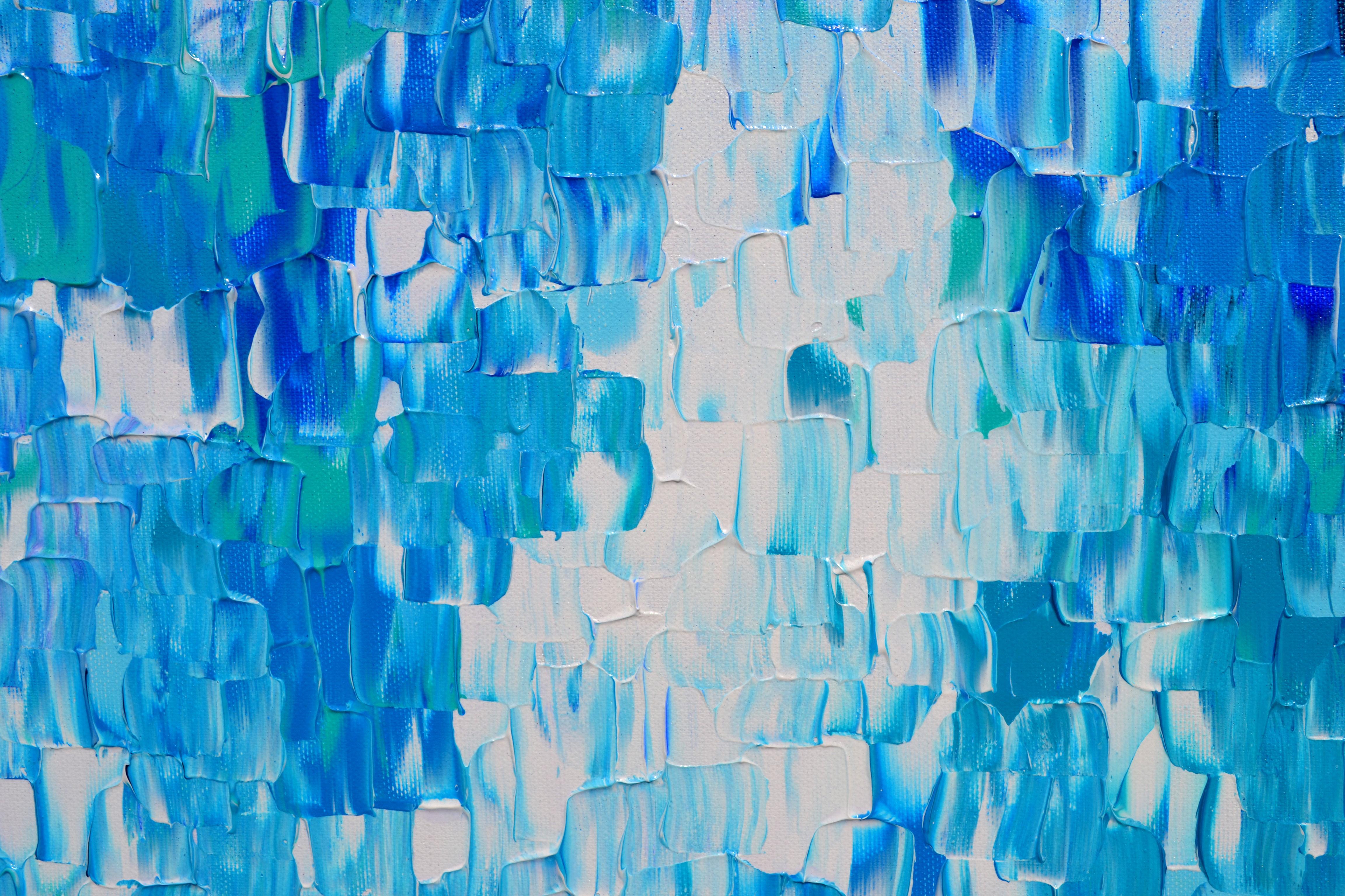 Rilievo blu 20 - Grande rilievo astratto blu Pittura con texture oceano a coltello - Abstract Painting Blu di SOOS TIBERIU