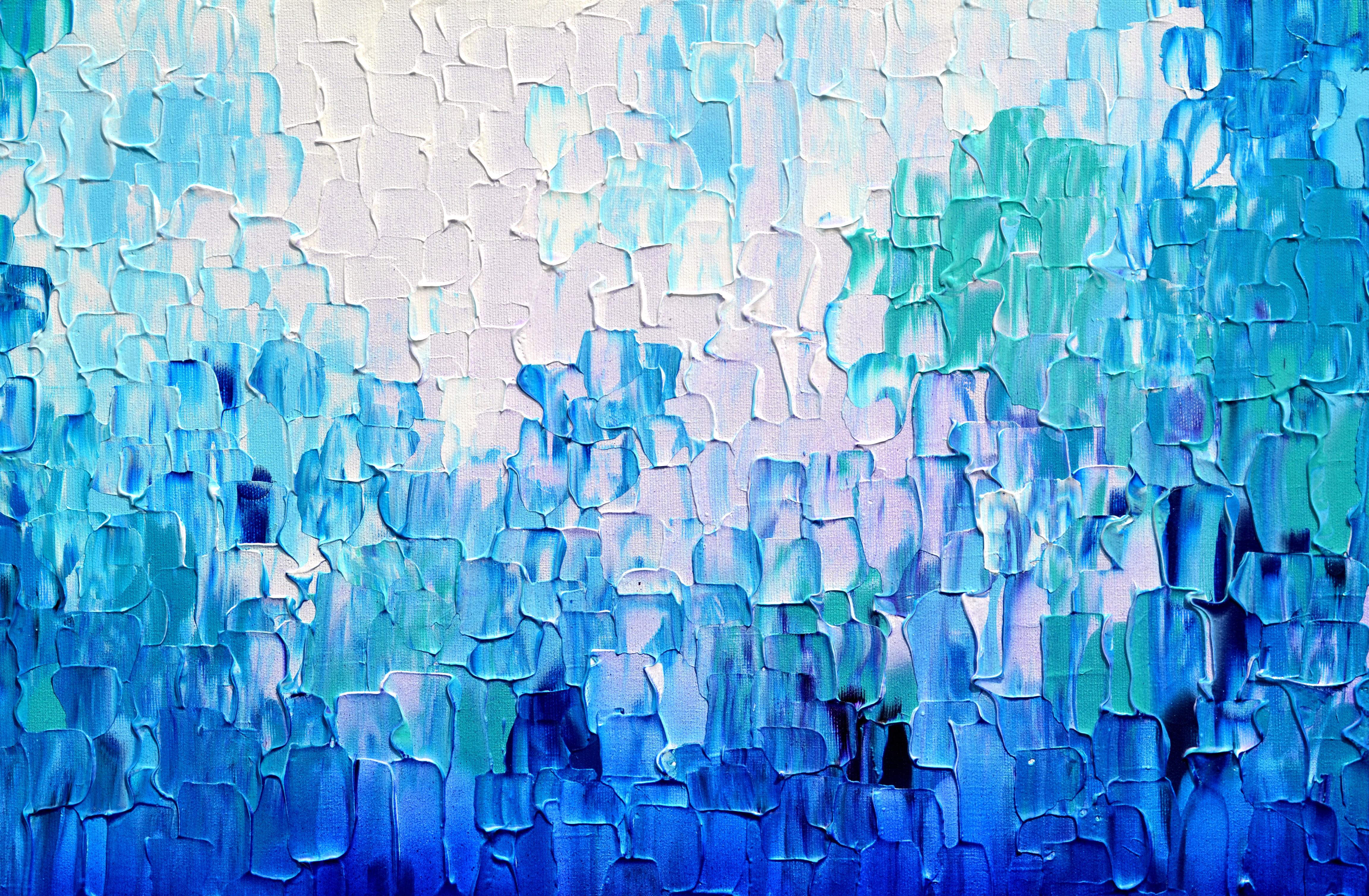 Relief Blue 21 - Large Blue Abstract Relief Pallet Knife Ocean Texture Painting For Sale 1