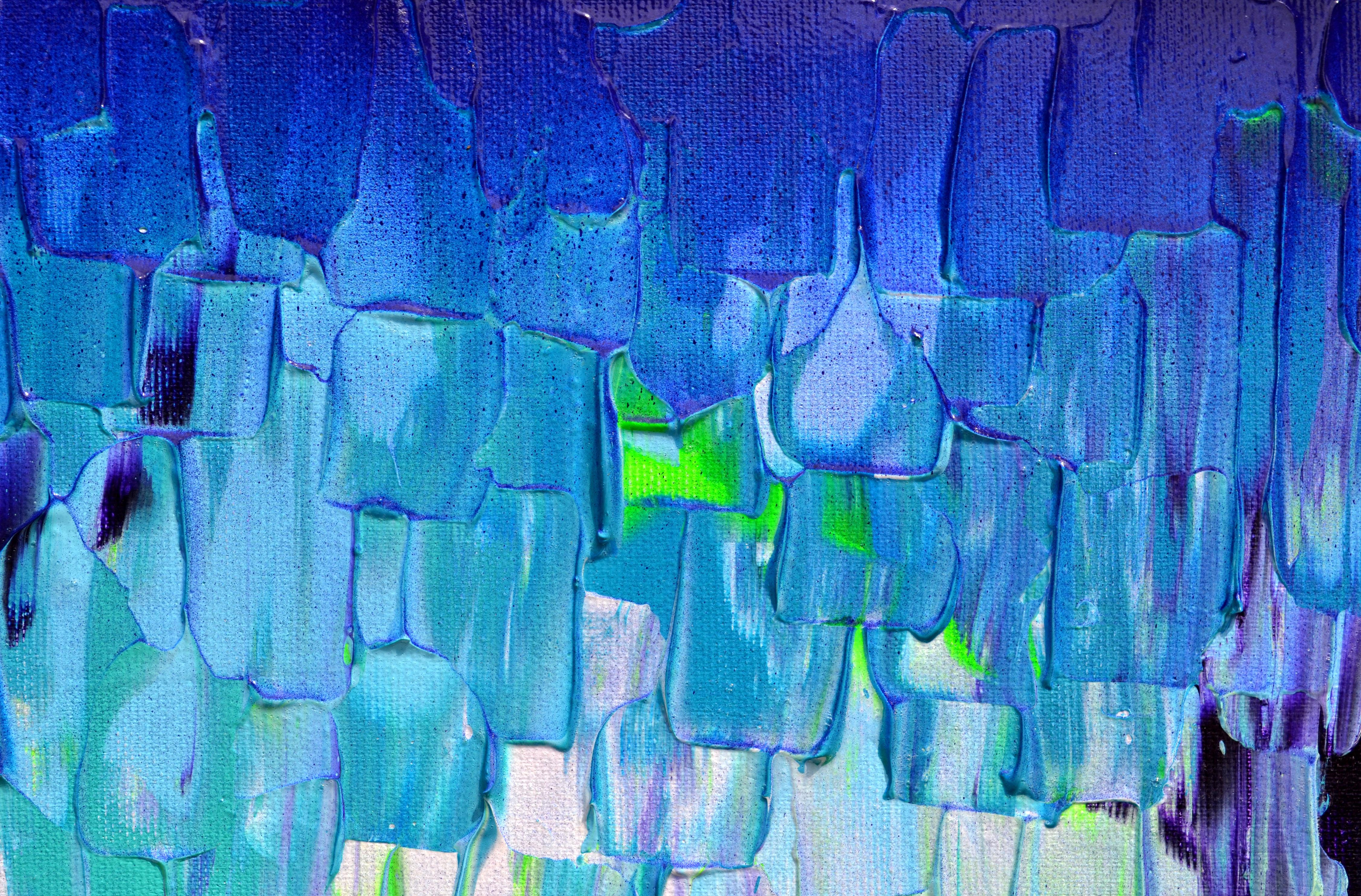 Relief Blue 22 - Large Blue Abstract Relief Pallet Knife Ocean Texture Painting For Sale 8
