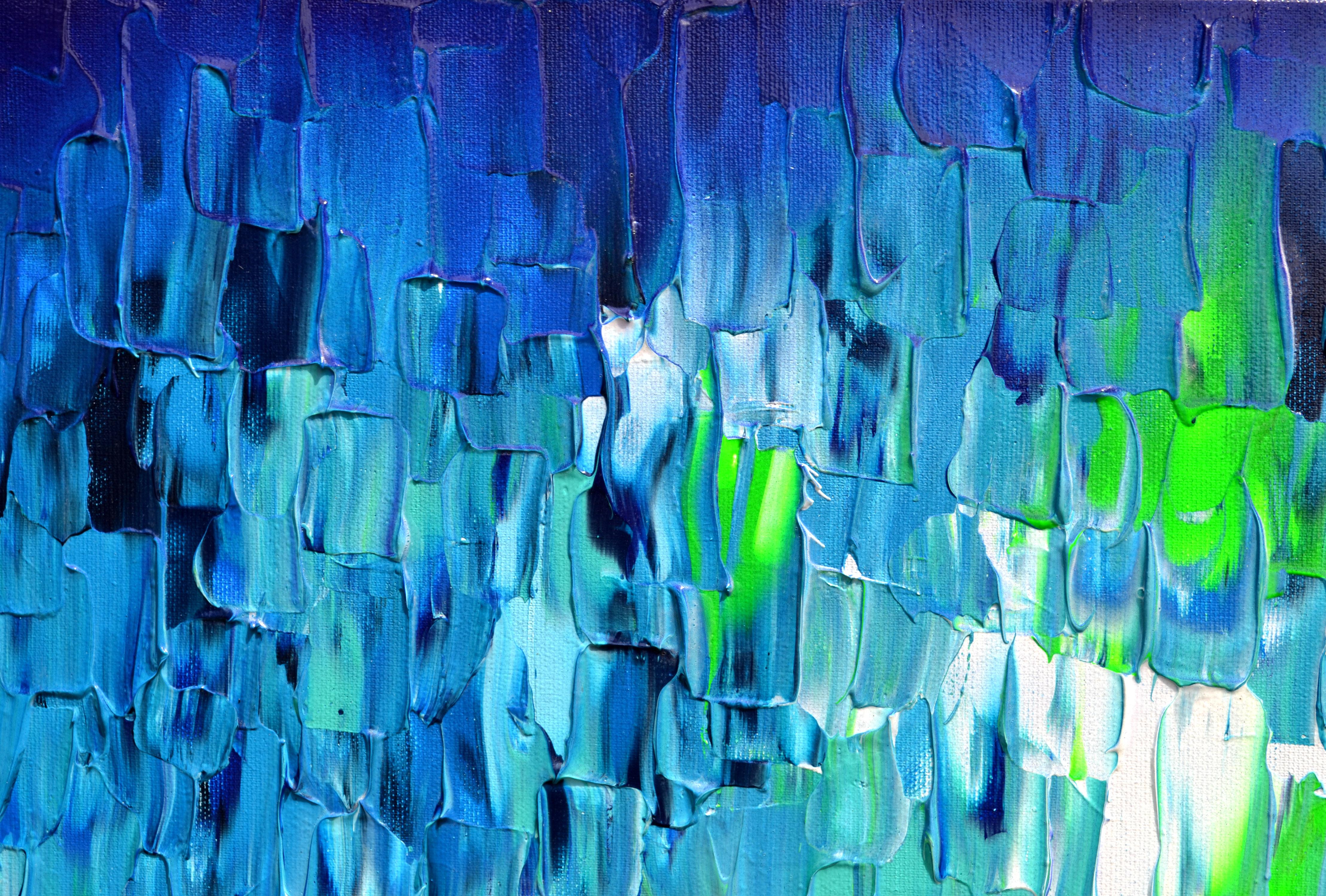 Relief Blue 22 - Large Blue Abstract Relief Pallet Knife Ocean Texture Painting For Sale 9