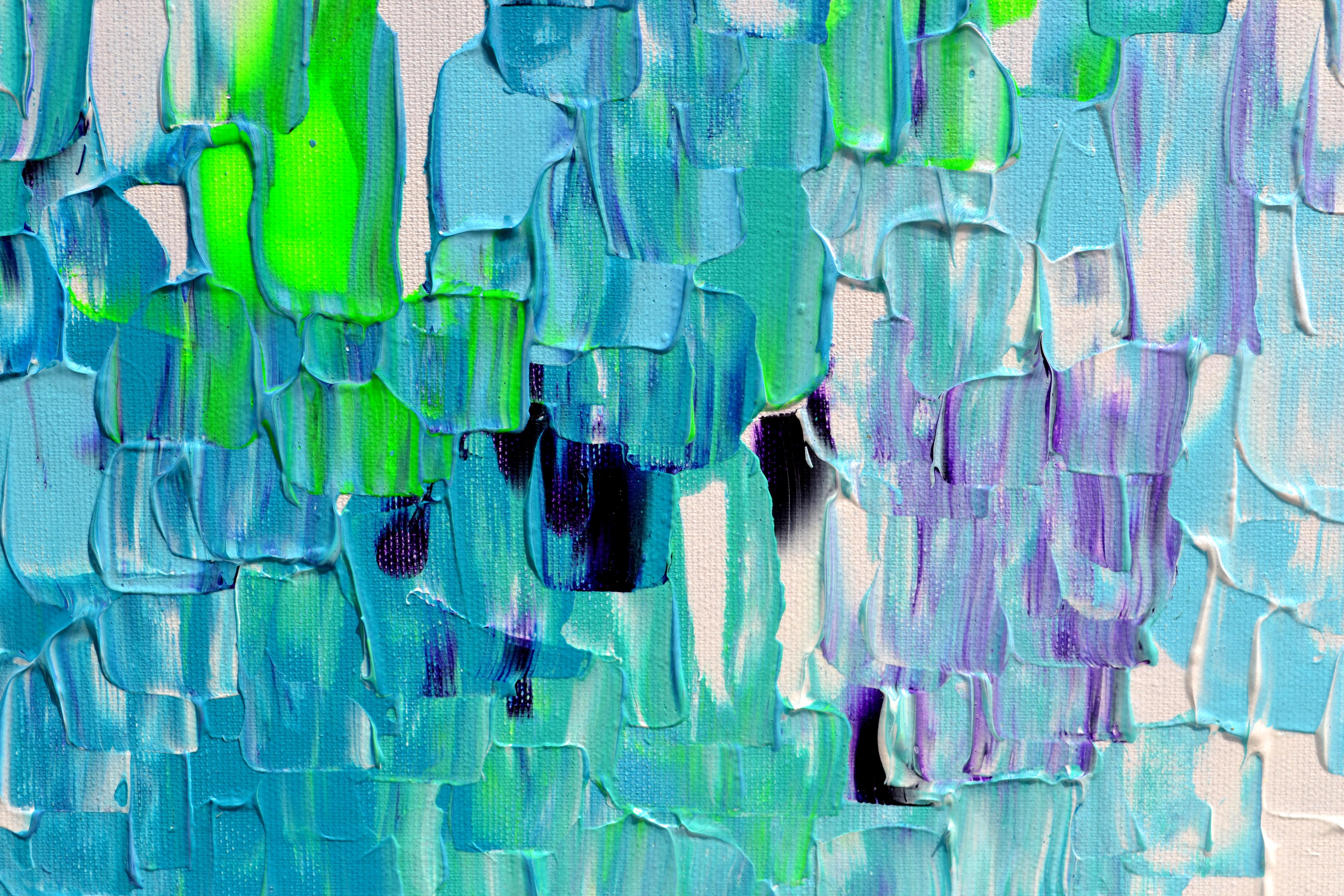 Relief Blue 22 - Large Blue Abstract Relief Pallet Knife Ocean Texture Painting For Sale 10