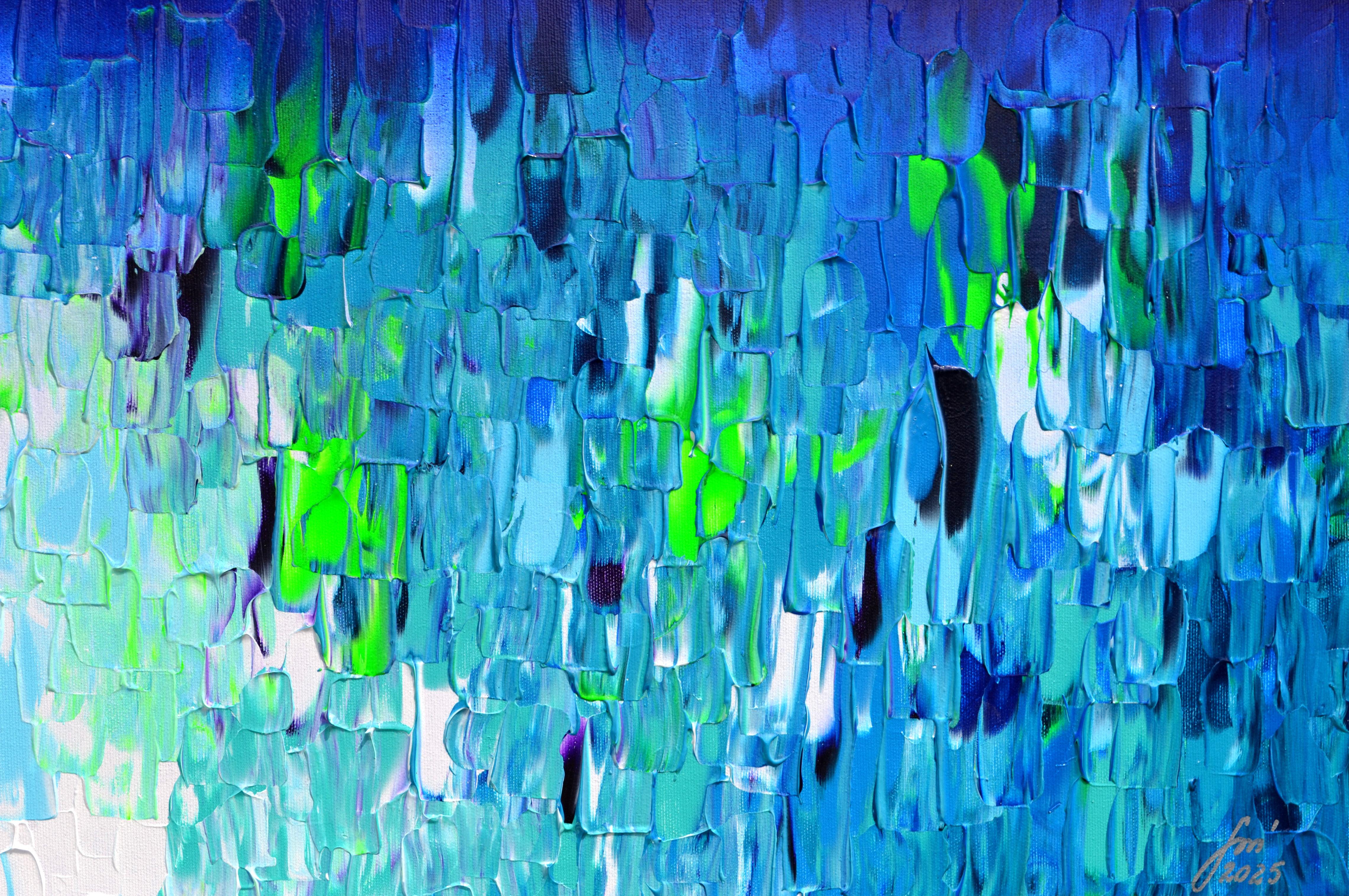 Relief Blue 22 - Large Blue Abstract Relief Pallet Knife Ocean Texture Painting For Sale 3