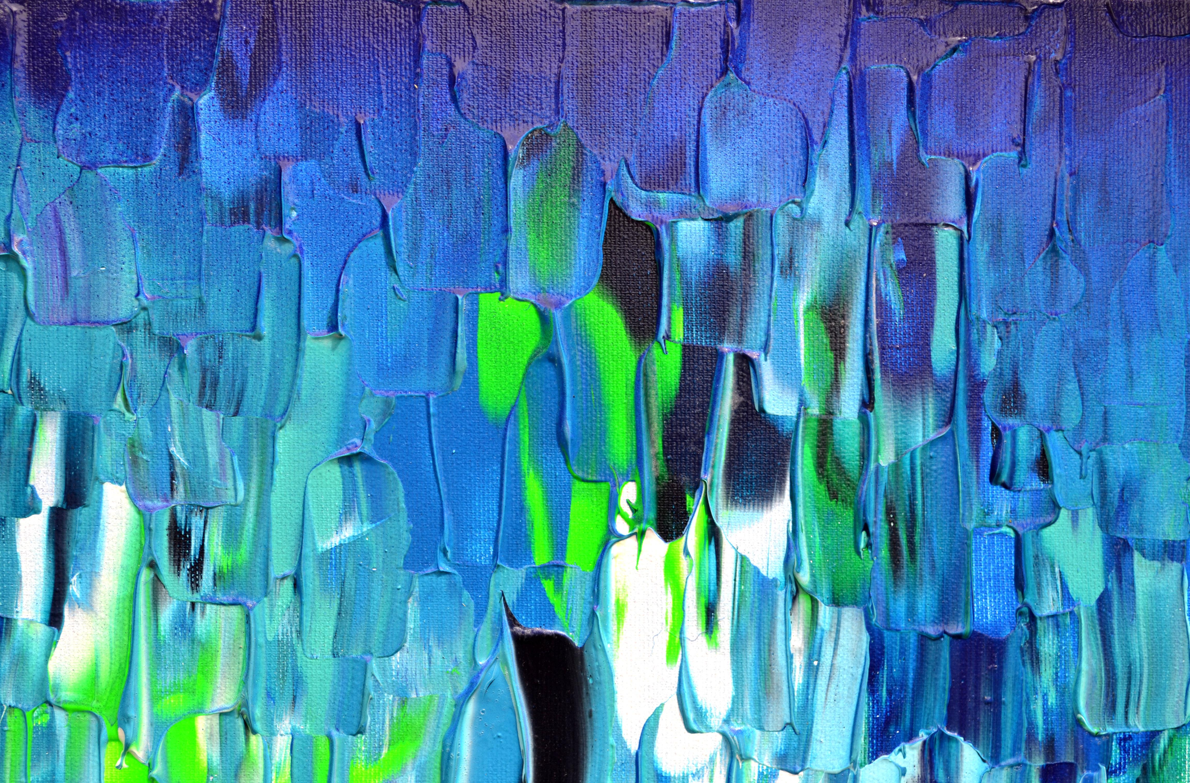 Relief Blue 22 - Large Blue Abstract Relief Pallet Knife Ocean Texture Painting For Sale 5