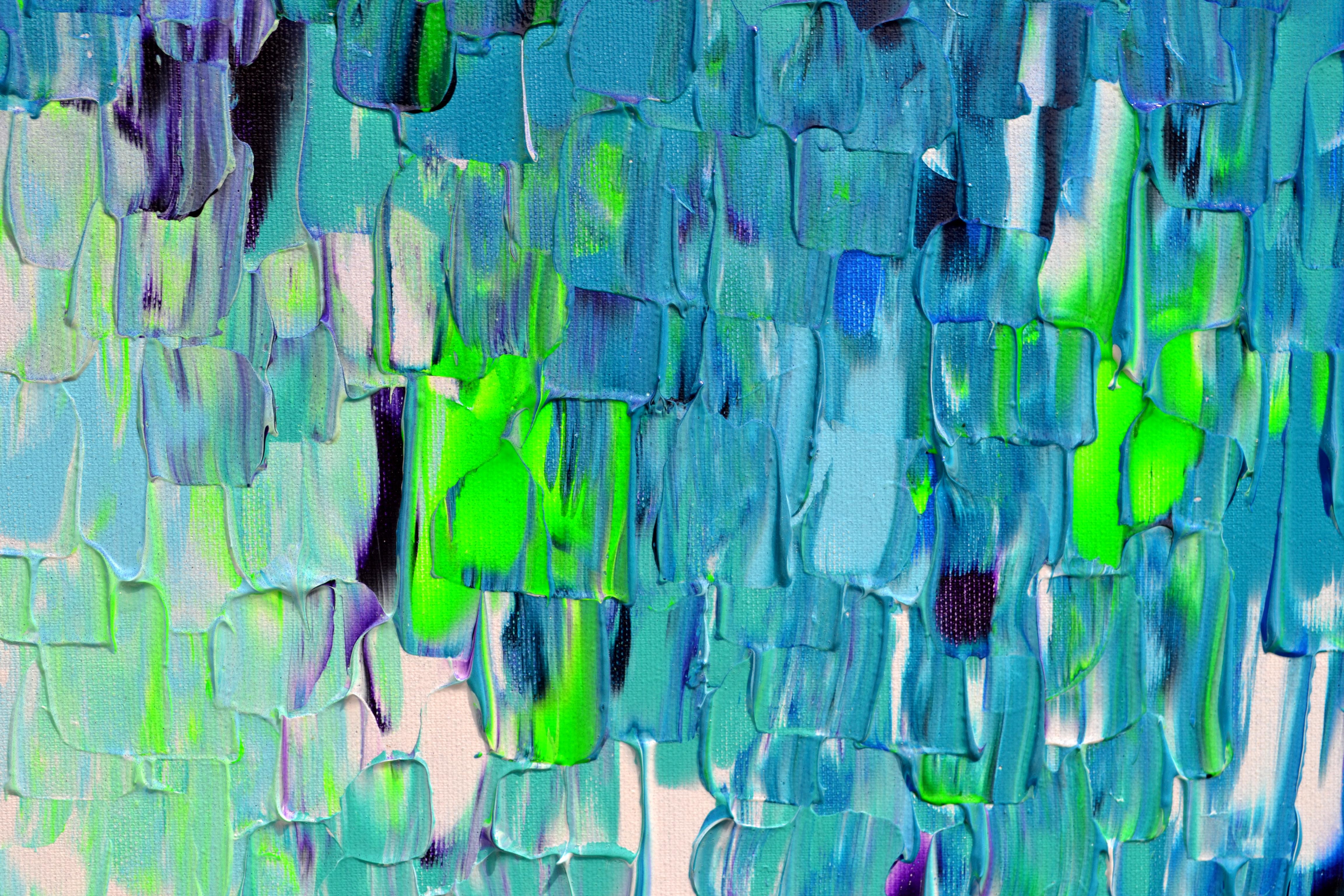Relief Blue 22 - Large Blue Abstract Relief Pallet Knife Ocean Texture Painting For Sale 6