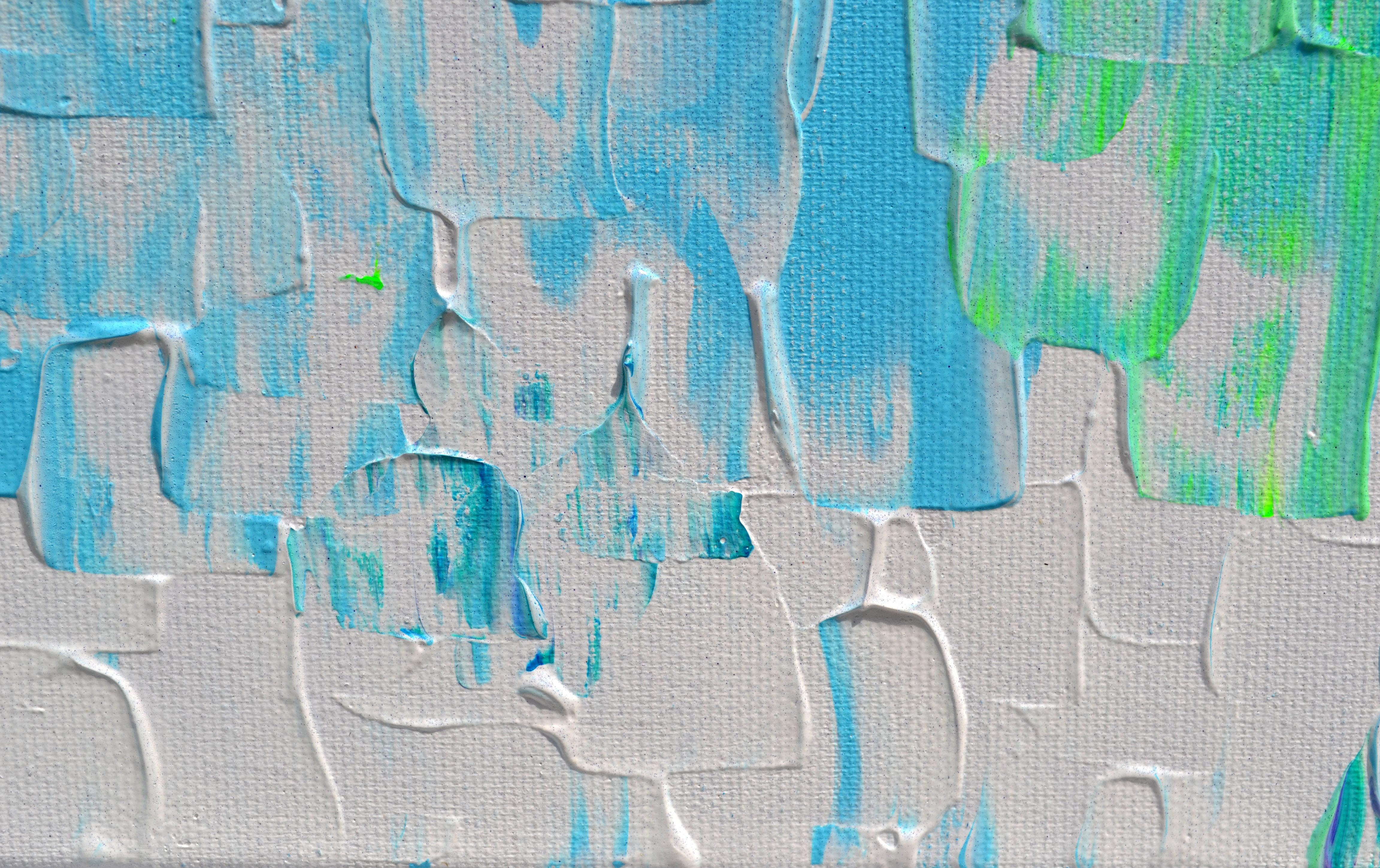 Relief Blue 22 - Large Blue Abstract Relief Pallet Knife Ocean Texture Painting For Sale 7