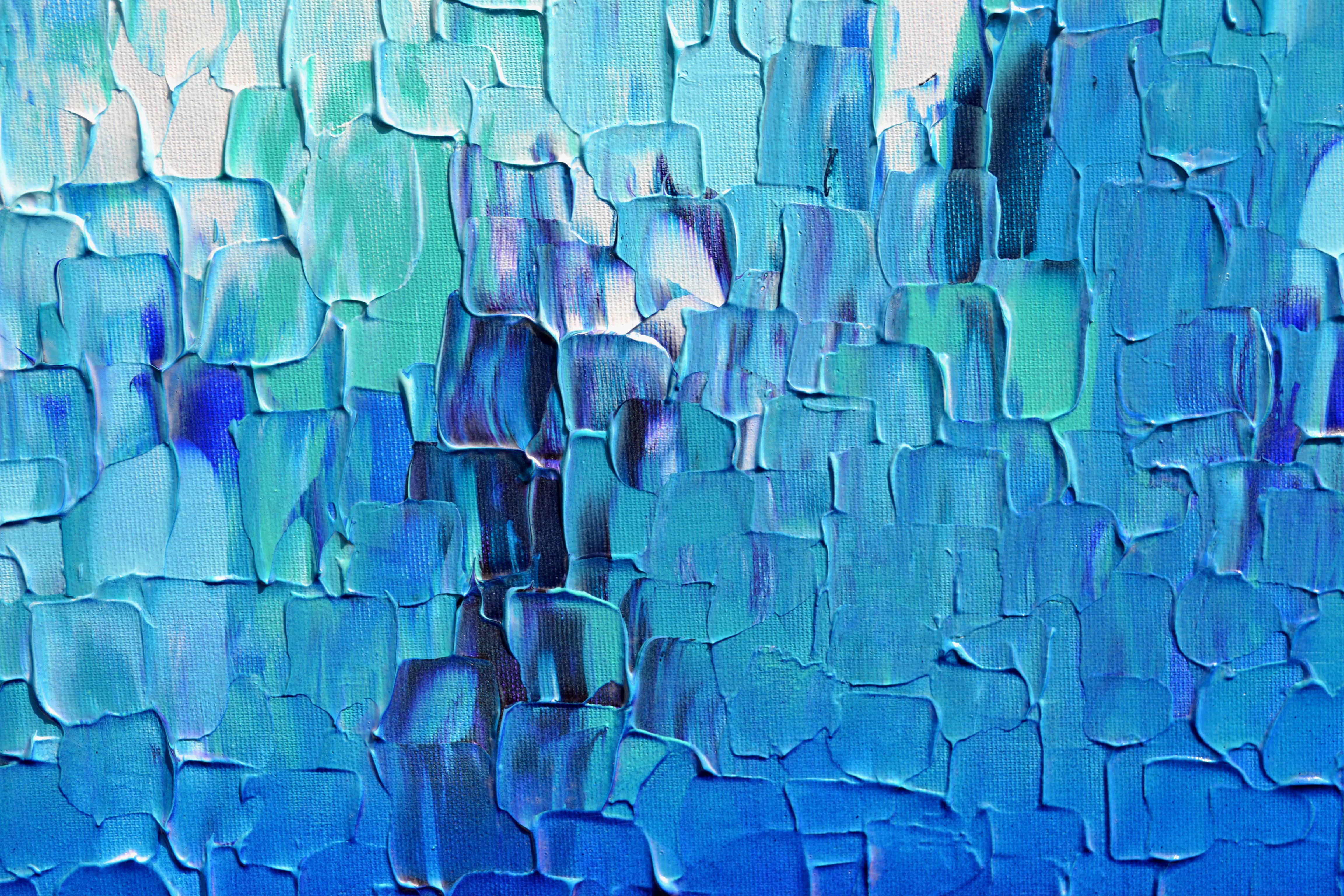 Relief Blau 23 - Großes blaues abstraktes Relief Pallet-Messer Ozean Textur Gemälde im Angebot 6