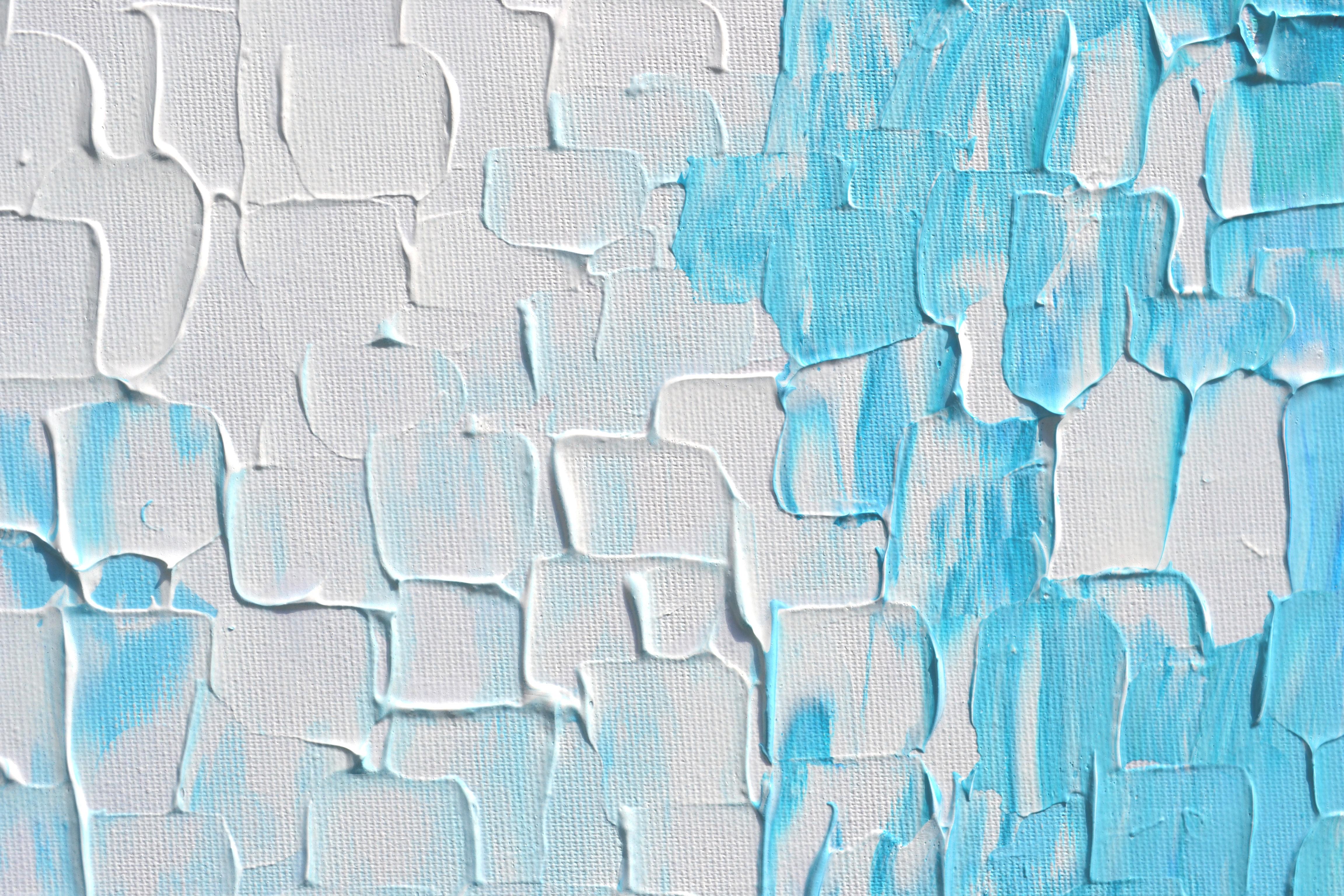 Relief Blau 23 - Großes blaues abstraktes Relief Pallet-Messer Ozean Textur Gemälde im Angebot 8