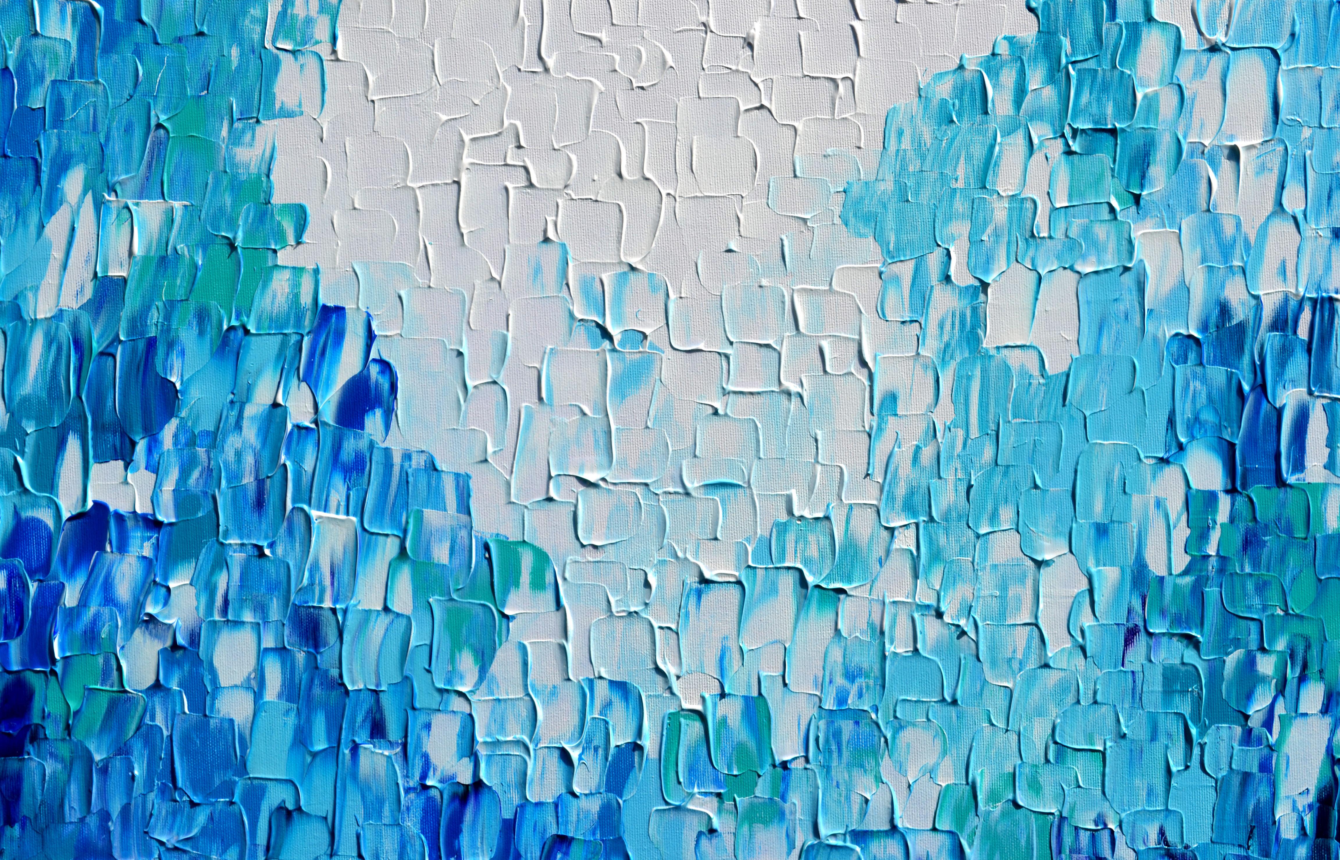 Relief Blau 23 - Großes blaues abstraktes Relief Pallet-Messer Ozean Textur Gemälde (Abstrakt), Painting, von SOOS TIBERIU