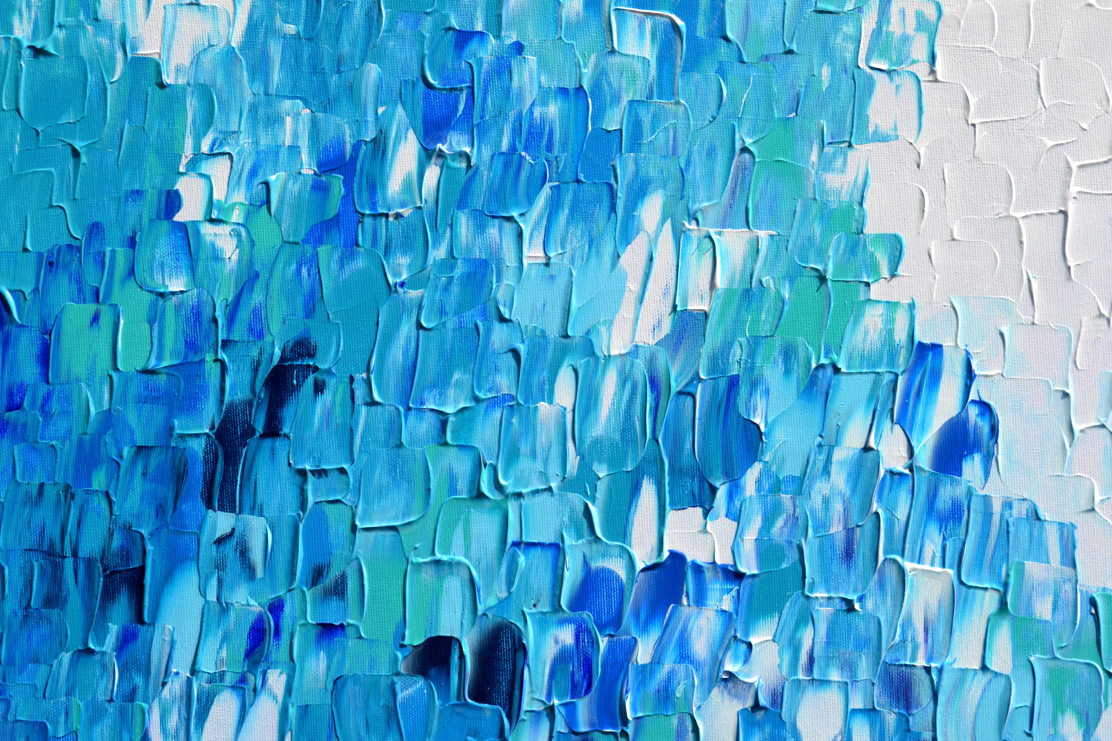Relief Blau 23 - Großes blaues abstraktes Relief Pallet-Messer Ozean Textur Gemälde im Angebot 3