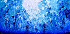 Relief Blau 23 - Großes blaues abstraktes Relief Pallet-Messer Ozean Textur Gemälde