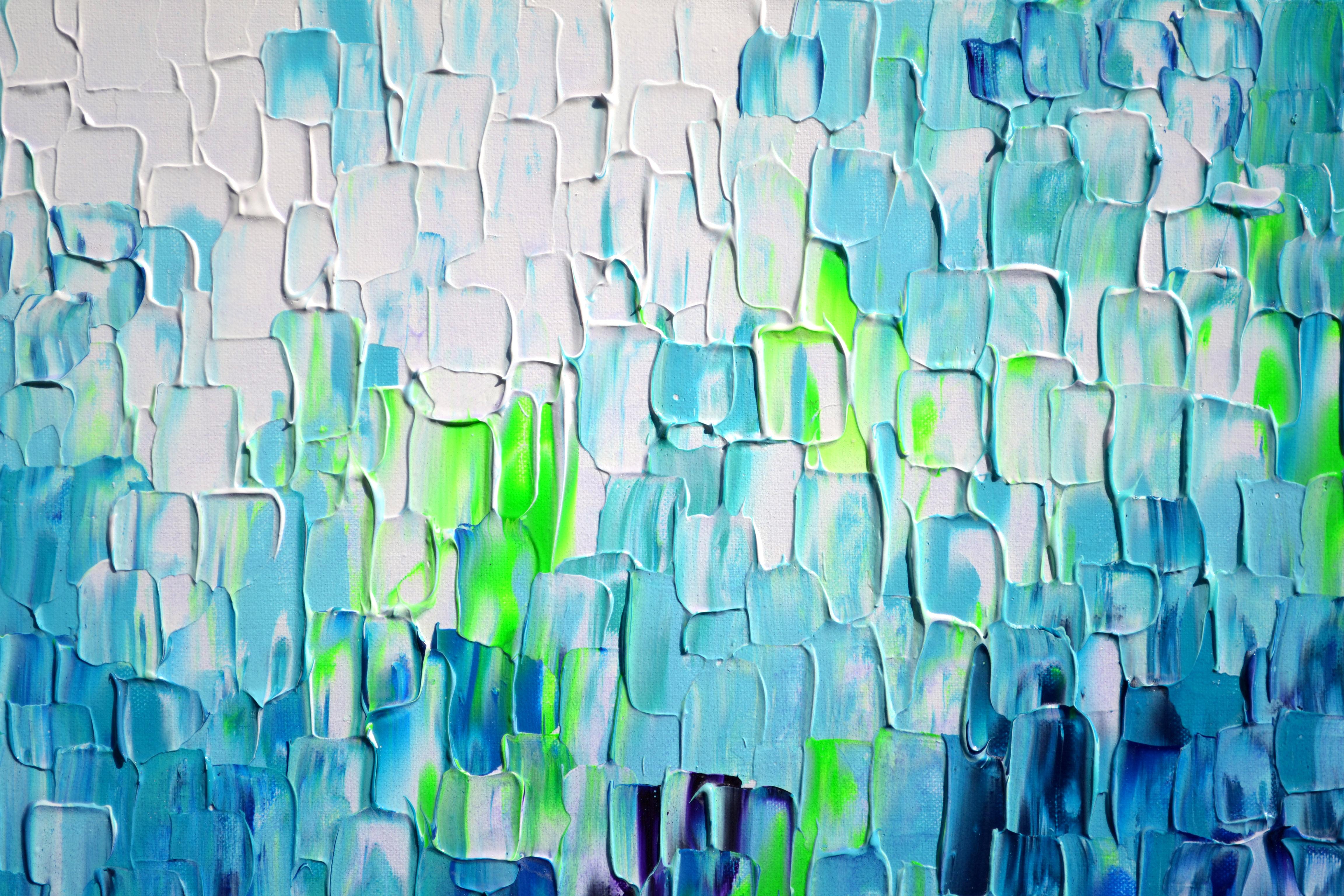 Relief Blue 26 - Large Blue Abstract Relief Pallet Knife Ocean Texture Painting For Sale 1