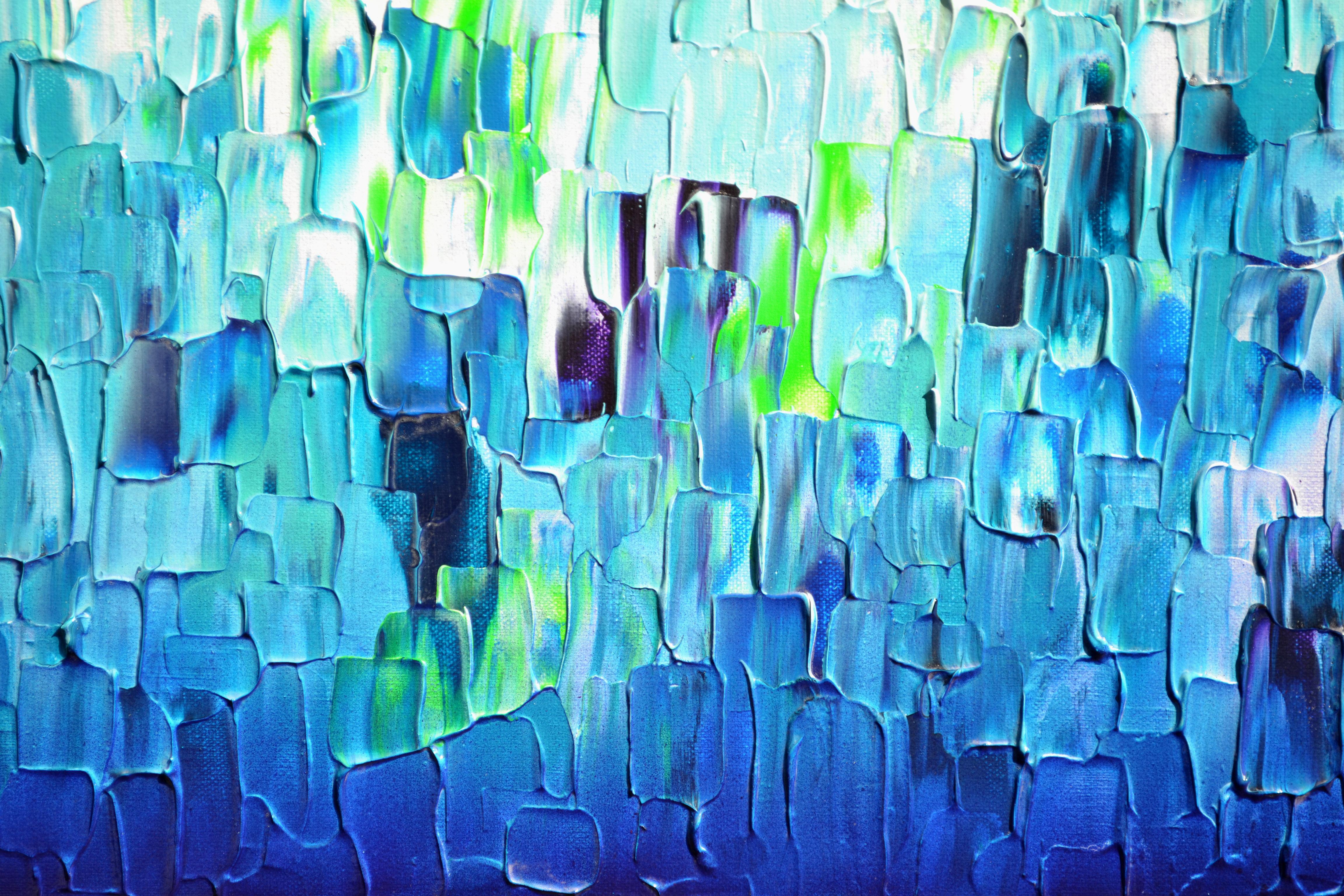 Relief Blue 26 - Large Blue Abstract Relief Pallet Knife Ocean Texture Painting For Sale 2