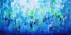 Relieve Azul 25 - Gran Relieve Abstracto Azul Cuchillo Paleta Pintura Textura Océano