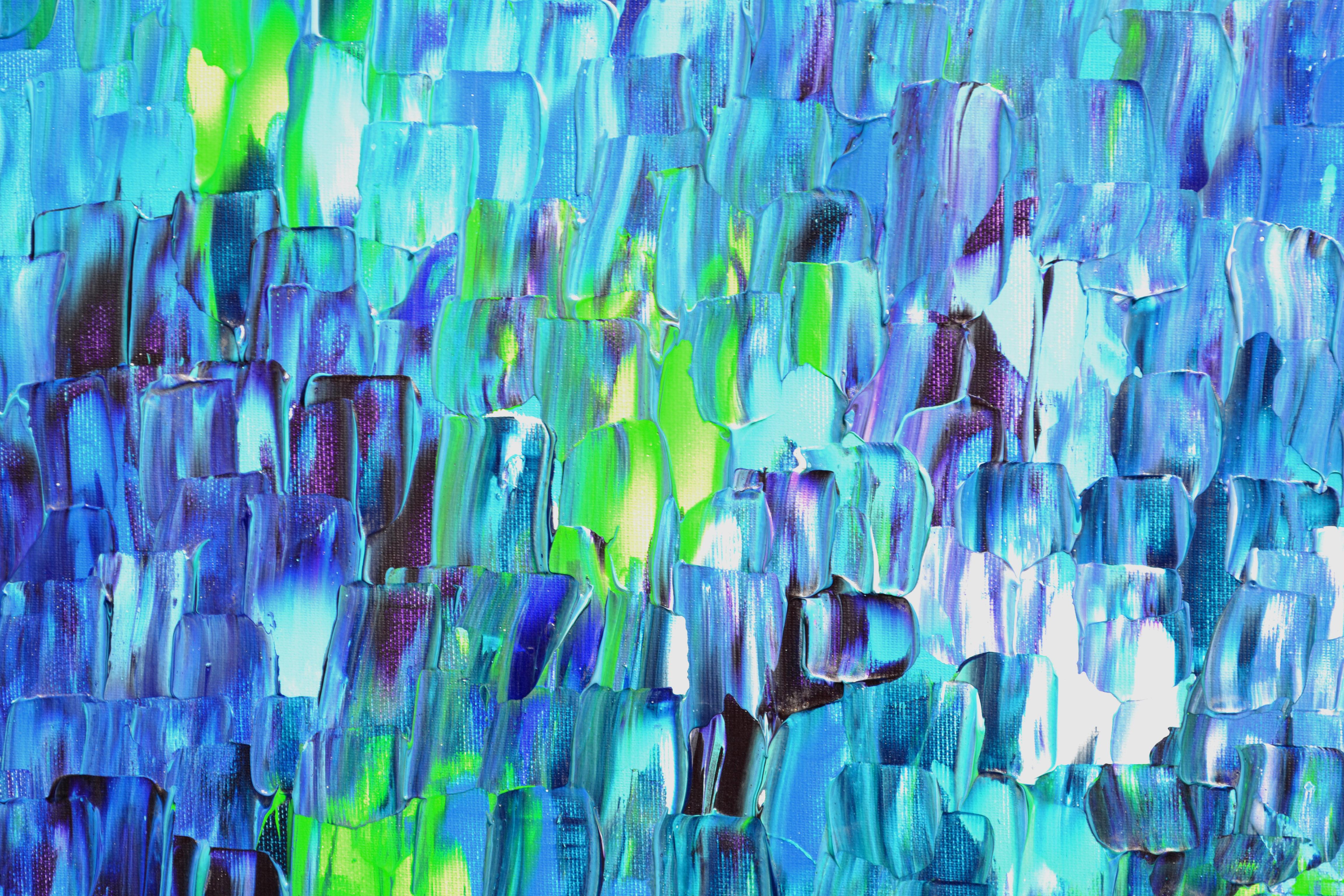 Relief Blue 27 - Large Blue Abstract Relief Pallet Knife Ocean Texture Painting For Sale 8