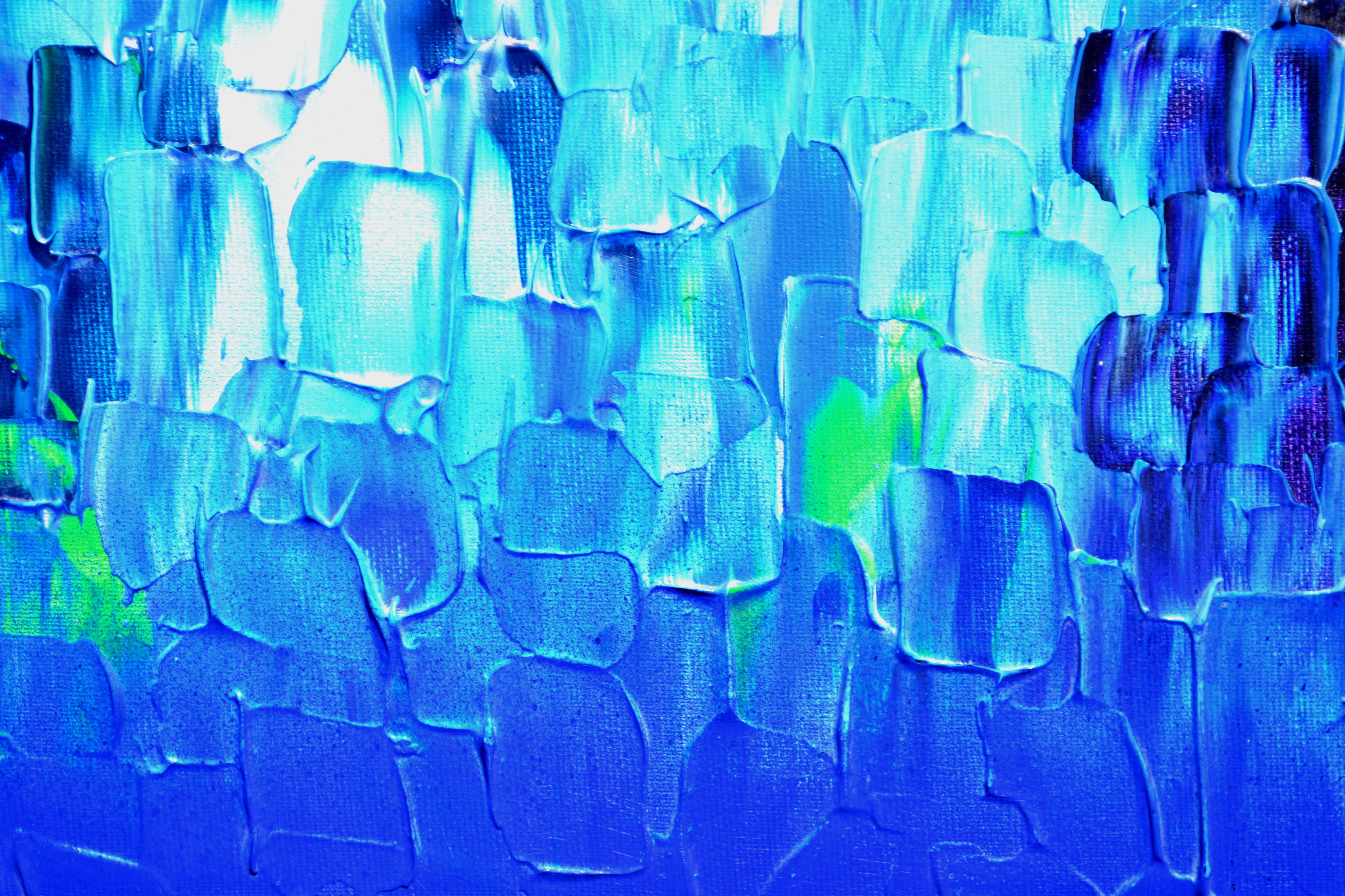 Relief Blue 27 - Large Blue Abstract Relief Pallet Knife Ocean Texture Painting For Sale 3