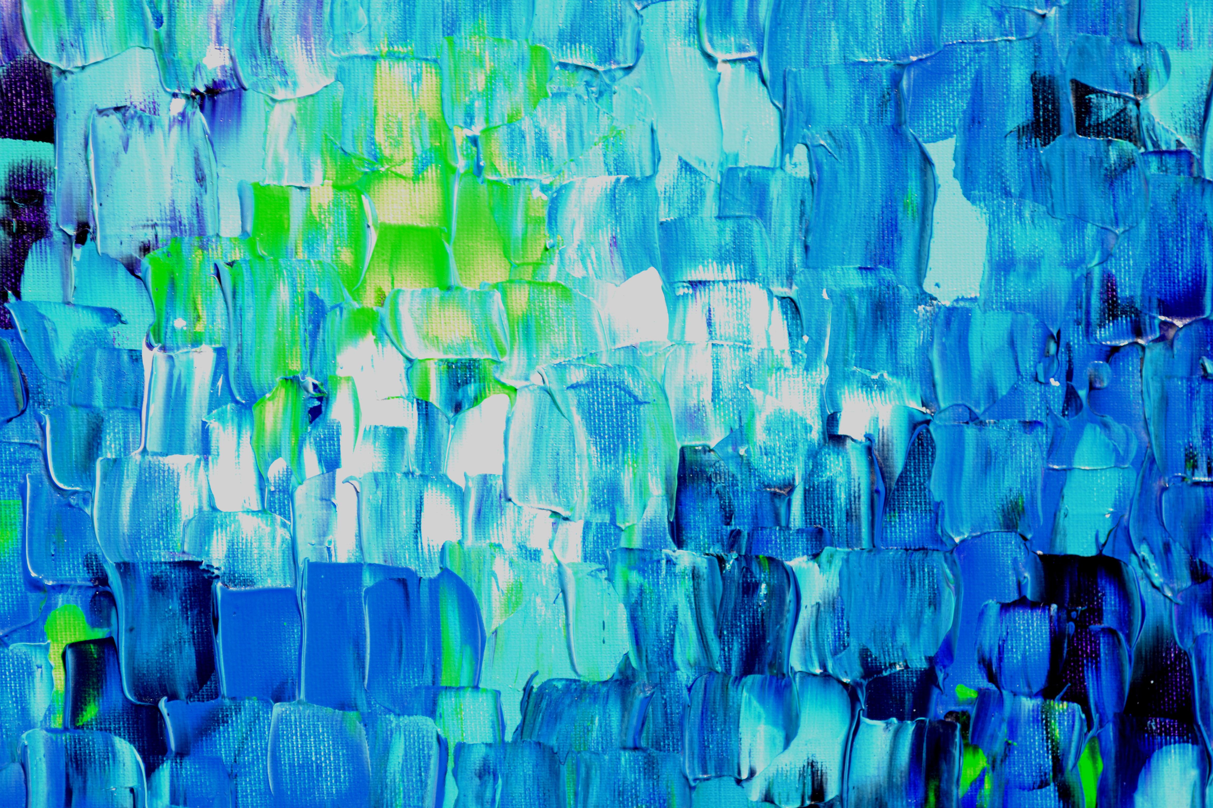 Relief Blue 27 - Large Blue Abstract Relief Pallet Knife Ocean Texture Painting For Sale 6