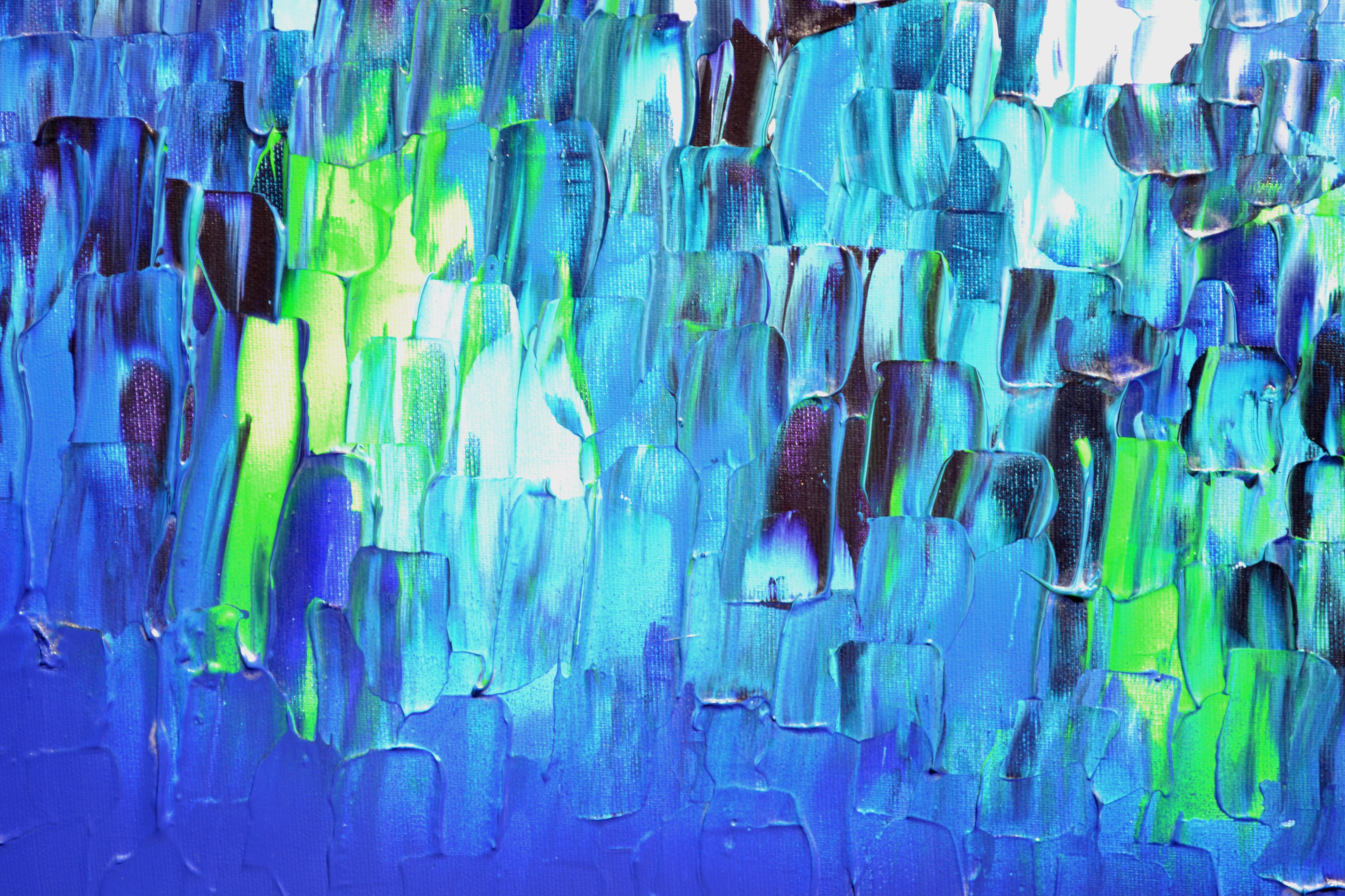 Relief Blue 27 - Large Blue Abstract Relief Pallet Knife Ocean Texture Painting For Sale 7