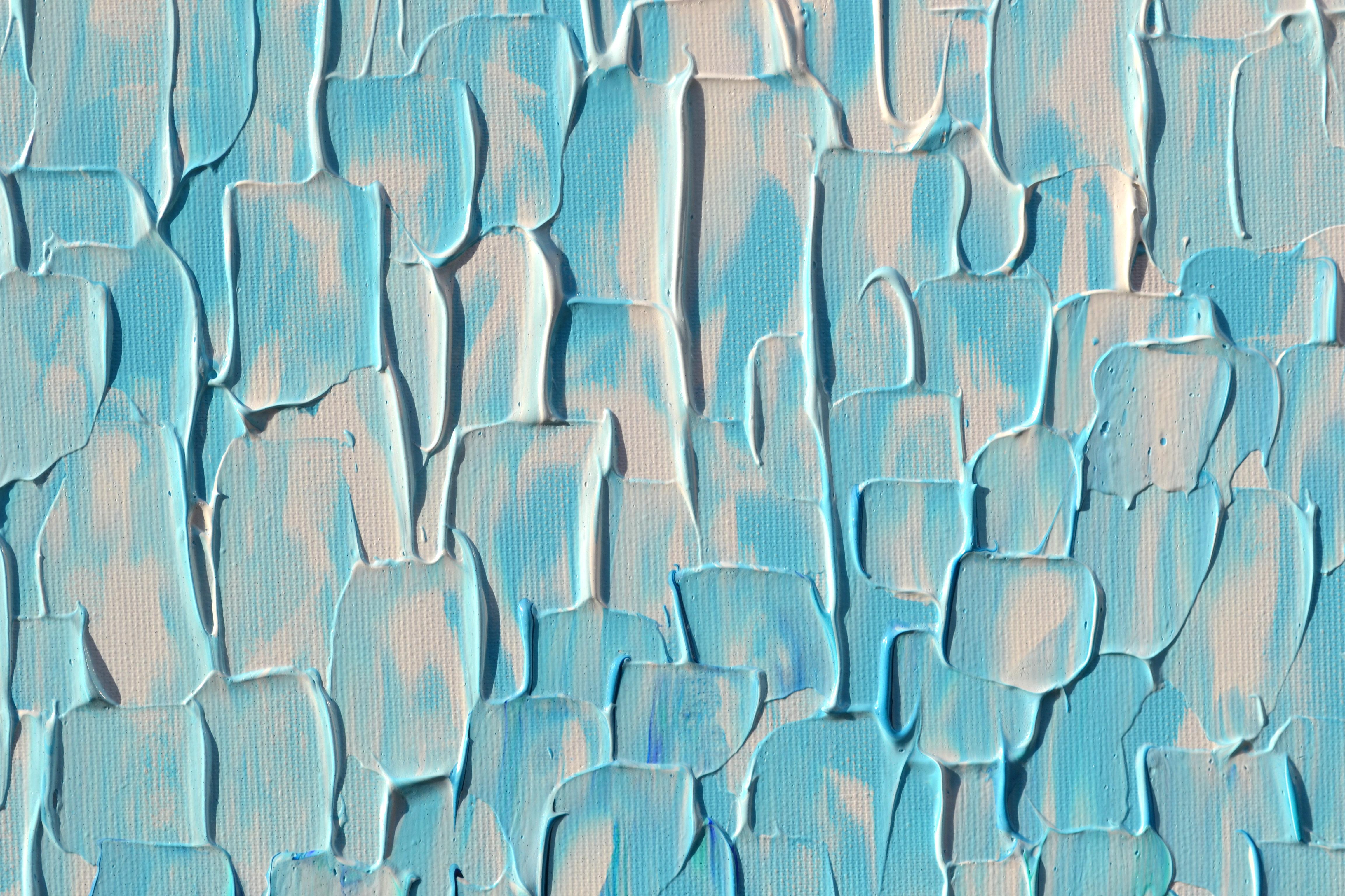 Relief Blue 28 - Large Blue Abstract Relief Pallet Knife Ocean Texture Painting im Angebot 10