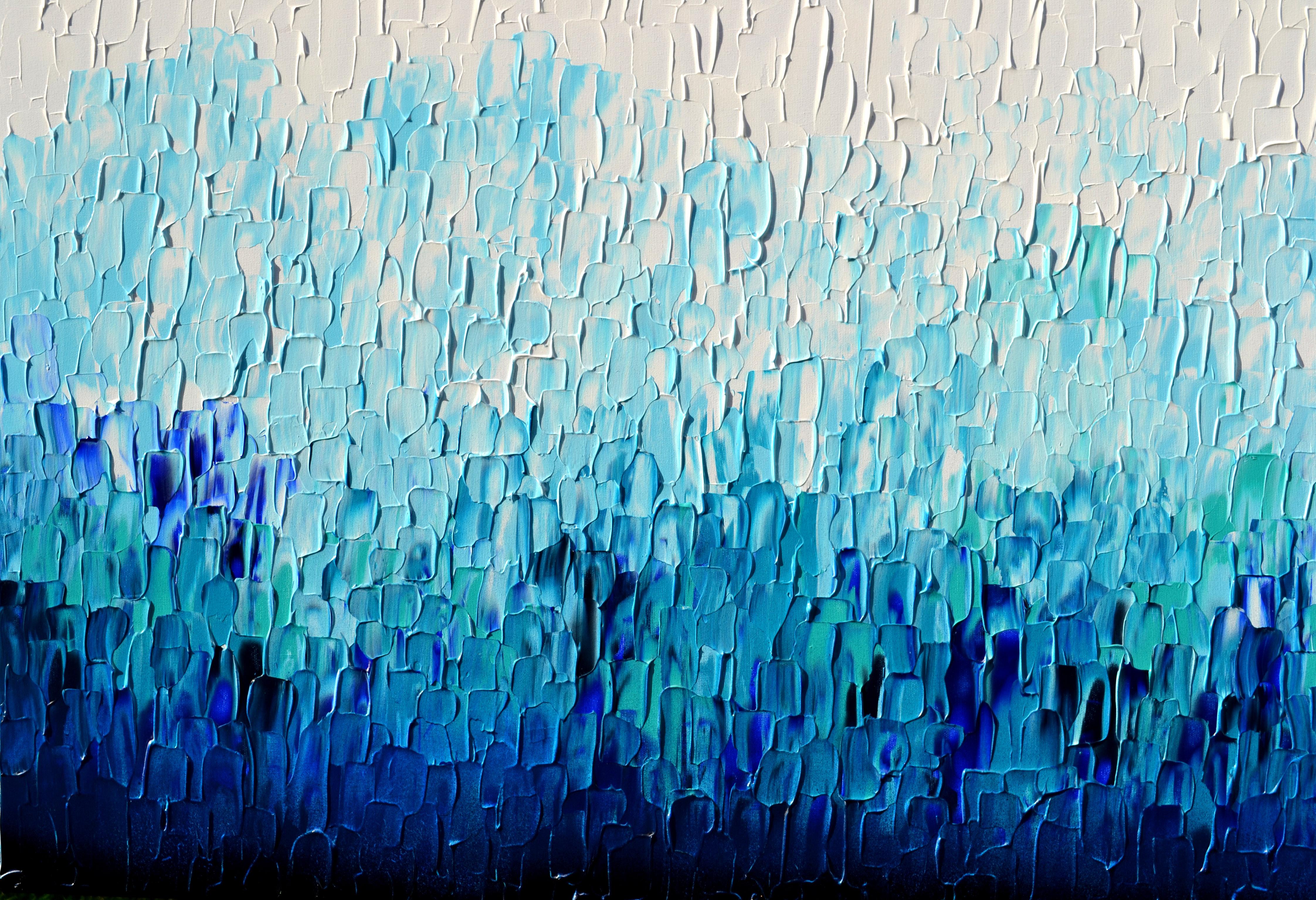 Relief Blue 28 - Large Blue Abstract Relief Pallet Knife Ocean Texture Painting im Angebot 1