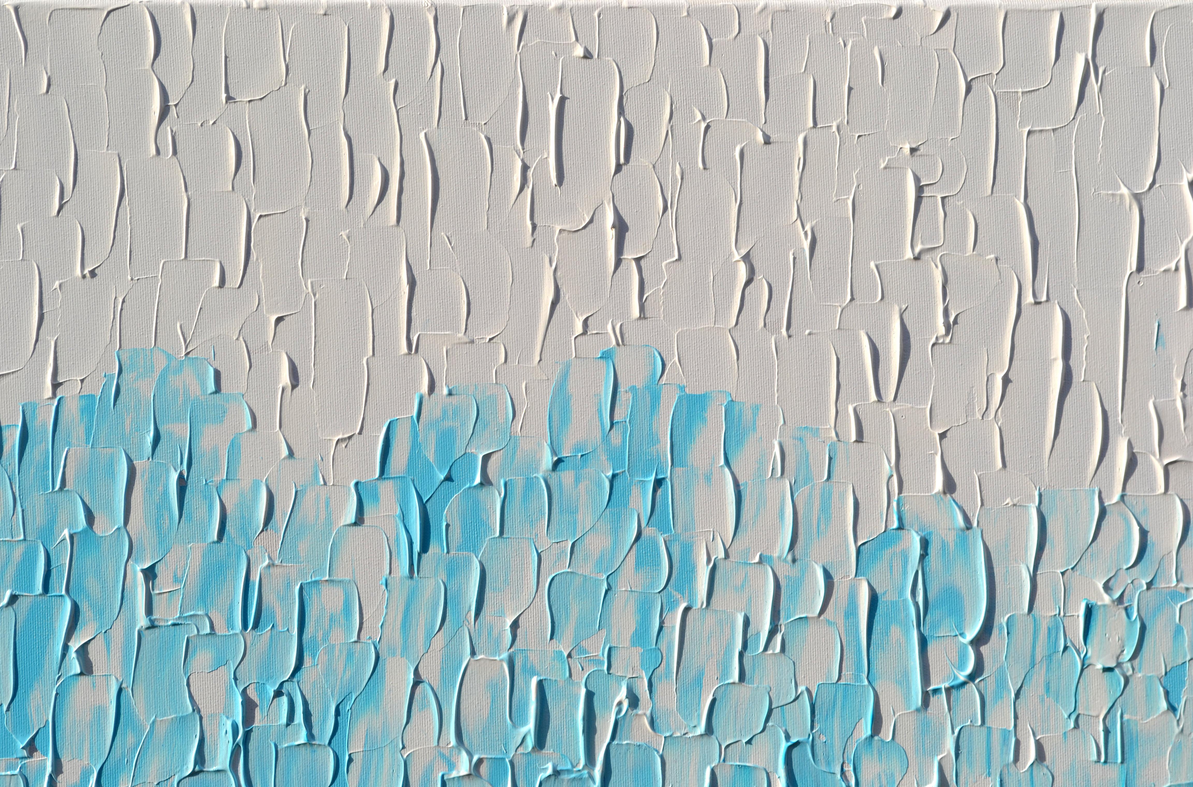 Relief Blue 28 - Large Blue Abstract Relief Pallet Knife Ocean Texture Painting im Angebot 2