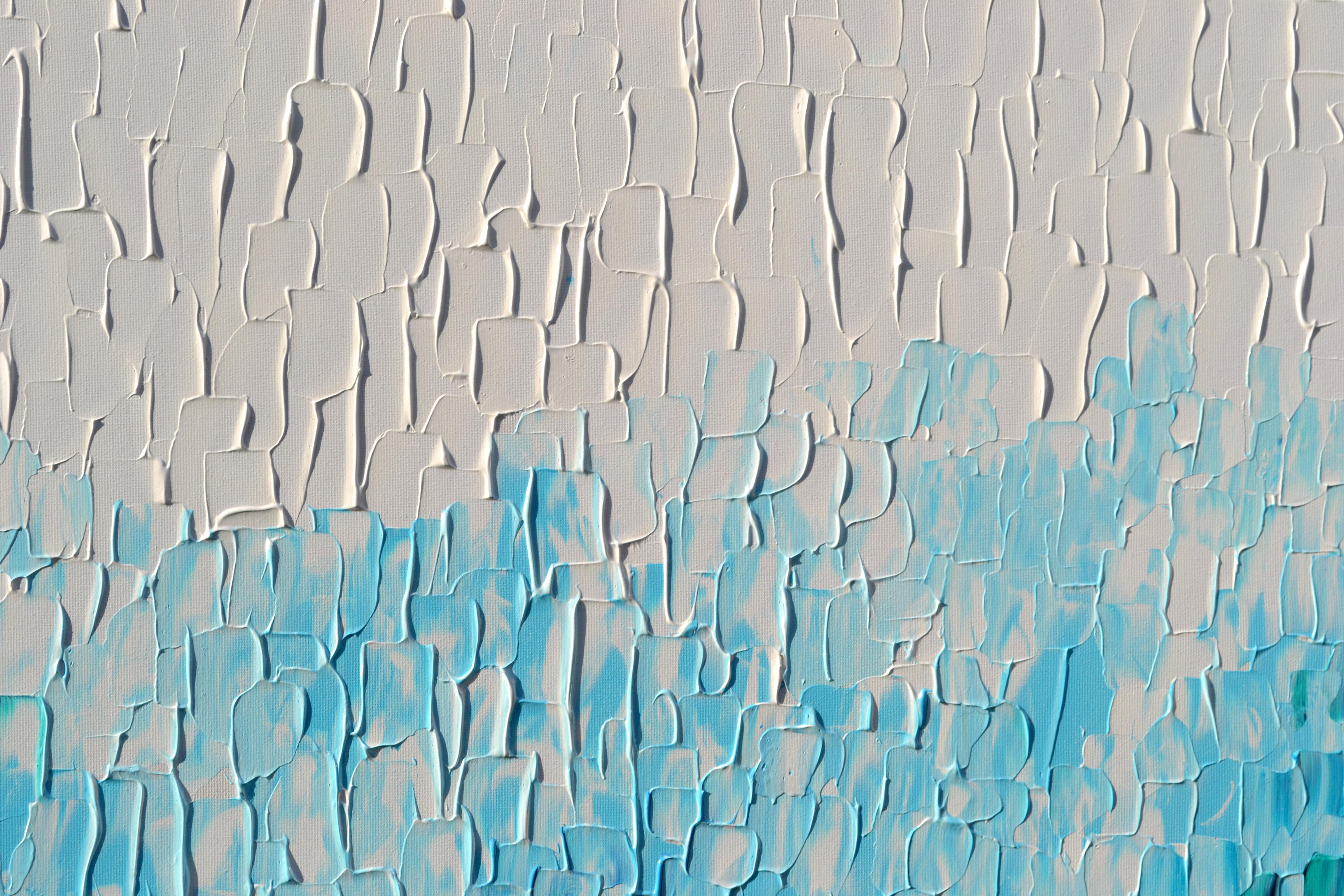 Relief Blue 28 - Large Blue Abstract Relief Pallet Knife Ocean Texture Painting im Angebot 3