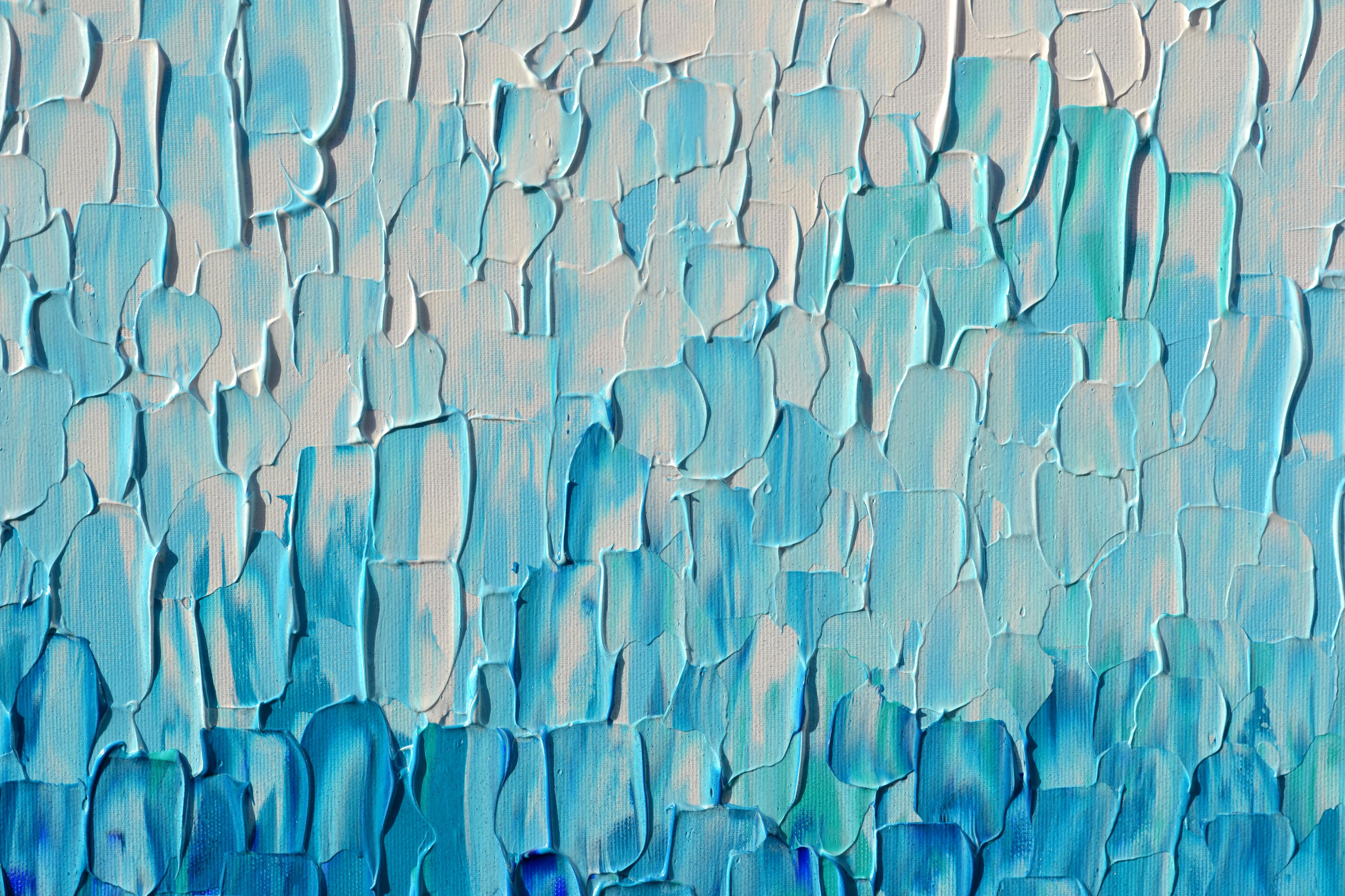 Relief Blue 28 - Large Blue Abstract Relief Pallet Knife Ocean Texture Painting im Angebot 5