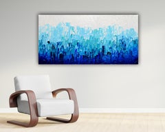 Relief Blue 29 - Large Blue Abstract Relief Pallet Knife Ocean Texture Painting