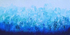Relief Blau 33 - Großes blaues abstraktes Relief Pallet-Messer Ozean Textur Gemälde