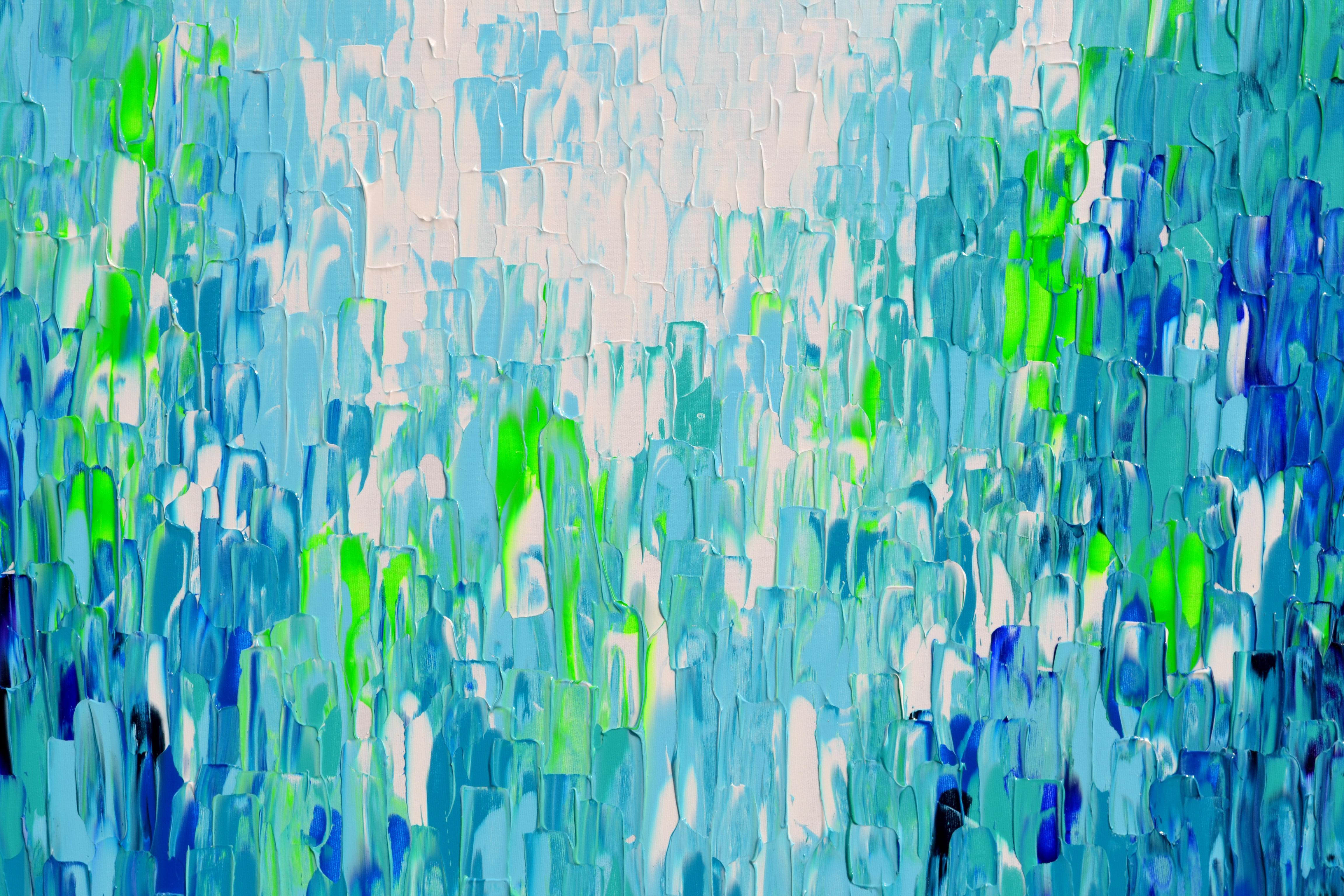 Relief Blau 9 - Großes blaues abstraktes Relief Pallet-Messer Ozean Textur Gemälde (Abstrakt), Painting, von SOOS TIBERIU
