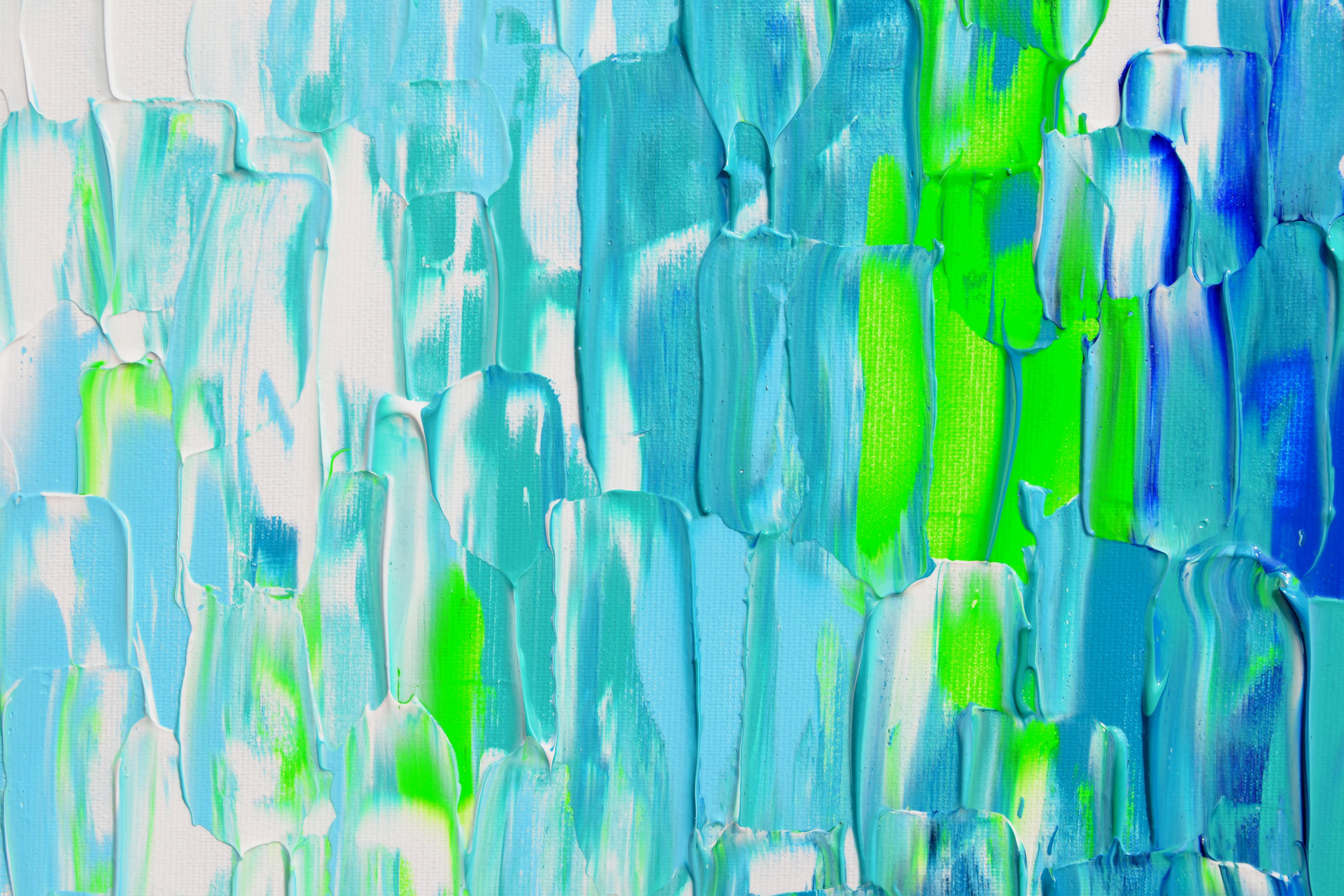 Relief Blau 9 - Großes blaues abstraktes Relief Pallet-Messer Ozean Textur Gemälde im Angebot 4