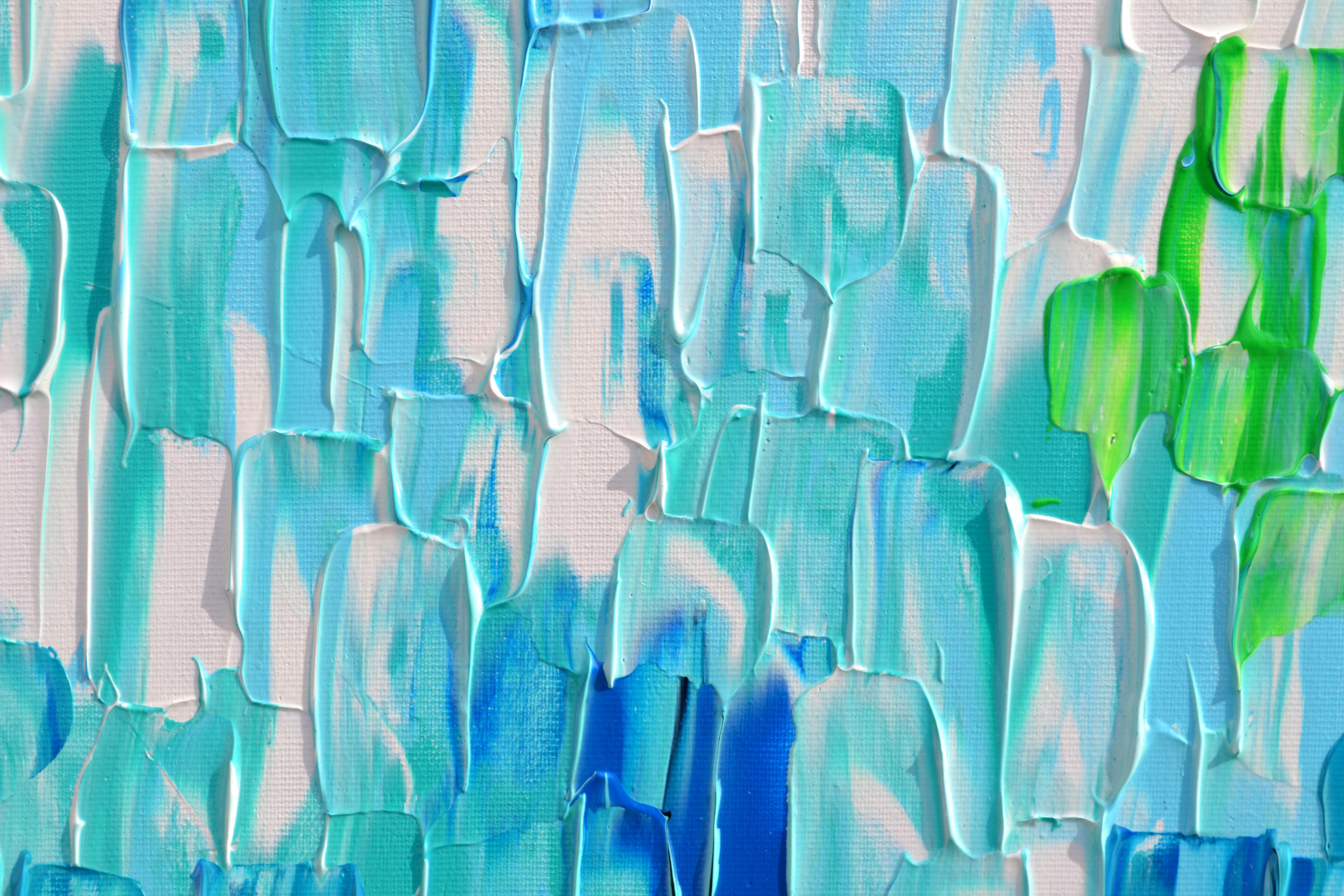 Relief Blau 8 - Großes blaues abstraktes Relief Tafelmesser Messer Textur Gemälde im Angebot 6