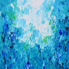 Used Relief Relief Blue 8 - Large Blue Abstract Relief Pallet Knife Texture Painting