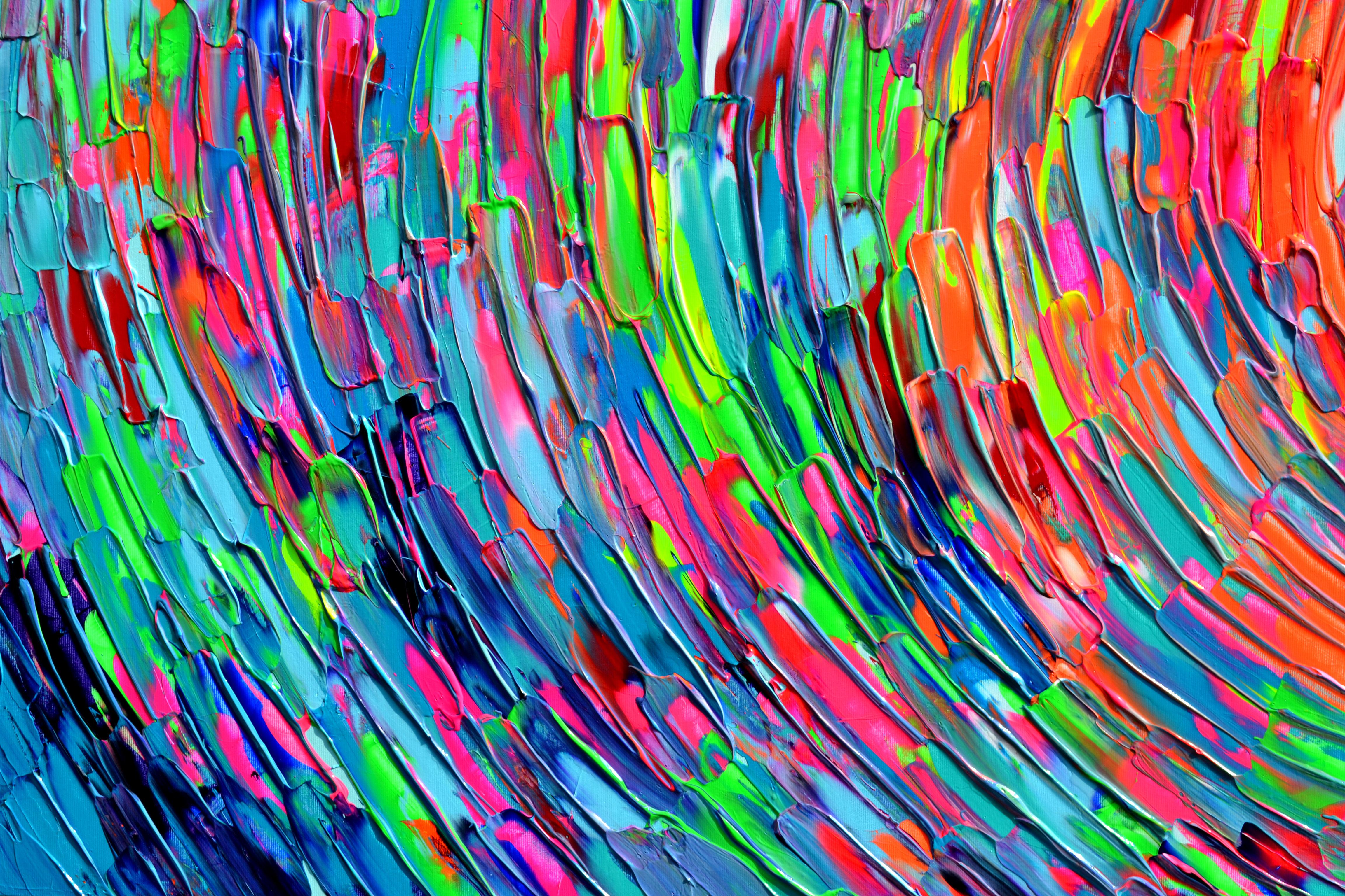 LISTO PARA COLGAR - Díptico - CALIDAD GALERÍA
Pintura abstracta vibrante, viva, dinámica, audaz y de gran colorido; algunos matices de neón no pudieron ser captados por la cámara.
Dimensiones: 200x100X4 cm - 78,8x39,4x1,6 pulgadas; 2 unidades de