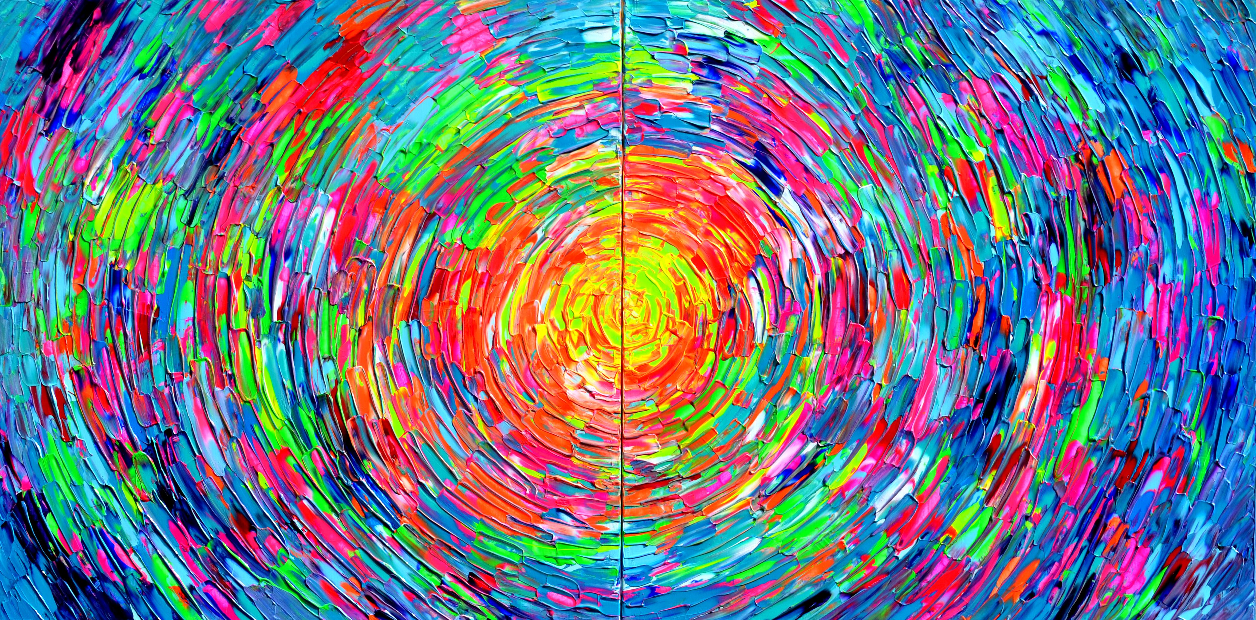 Interior Painting de SOOS TIBERIU - Falda gitana redondeada 3 - Pintura abstracta en relieve grande y colorida con cuchillo de paleta