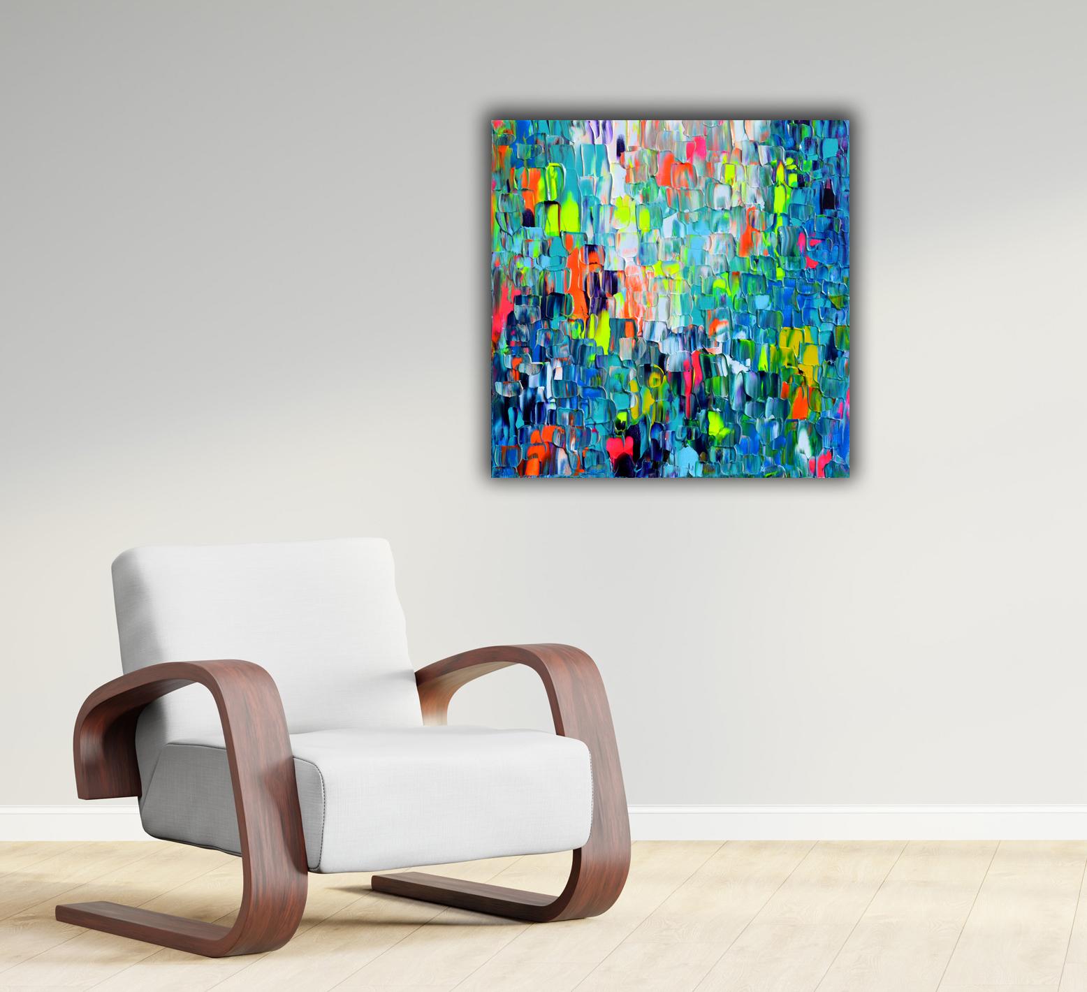 Small Gypsy Girl 21 - Colorful Abstract Painting - Blue Interior Painting by SOOS TIBERIU