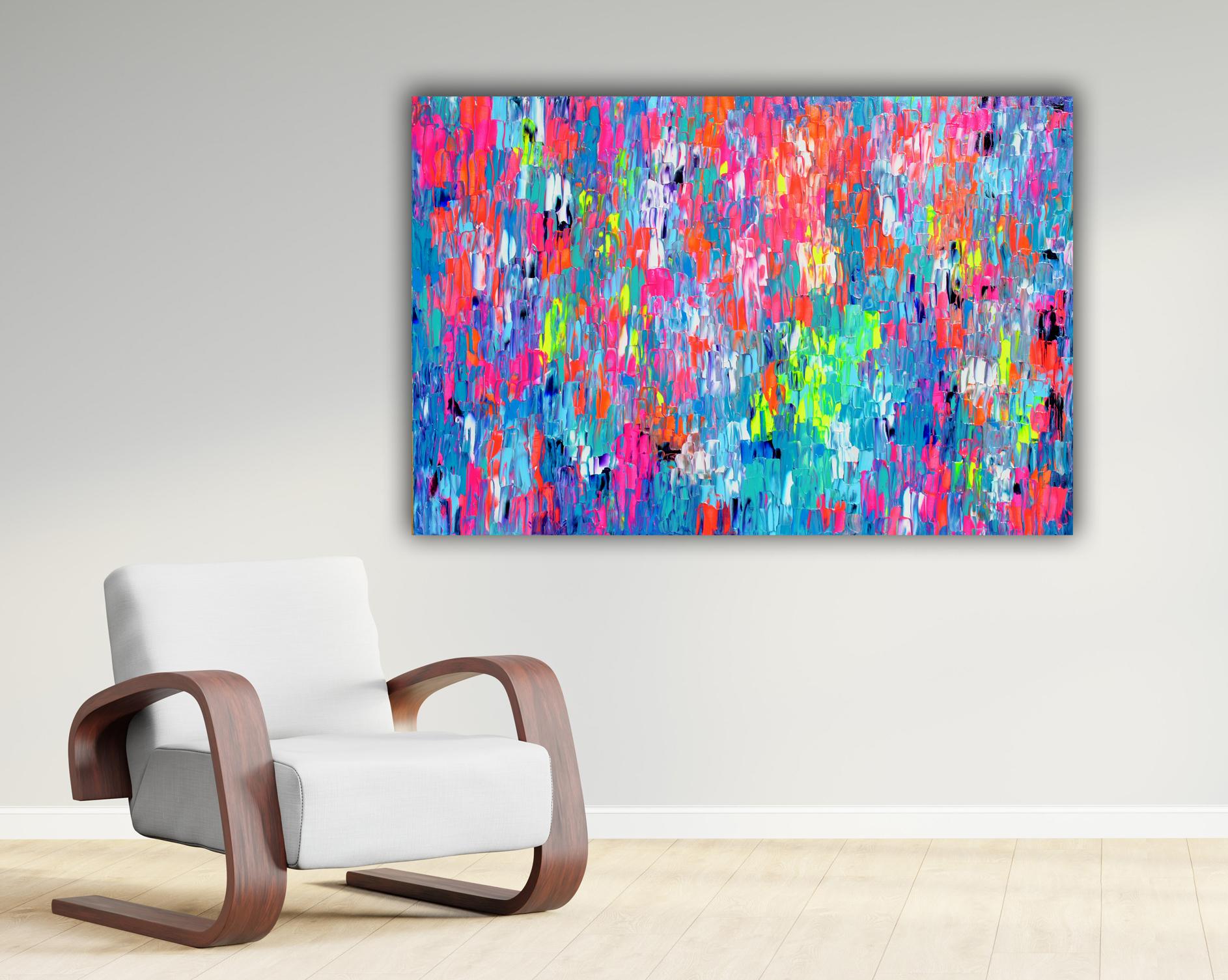 Small Gypsy Girl in Amsterdam - Colorful Abstract Painting - Purple Interior Painting by SOOS TIBERIU