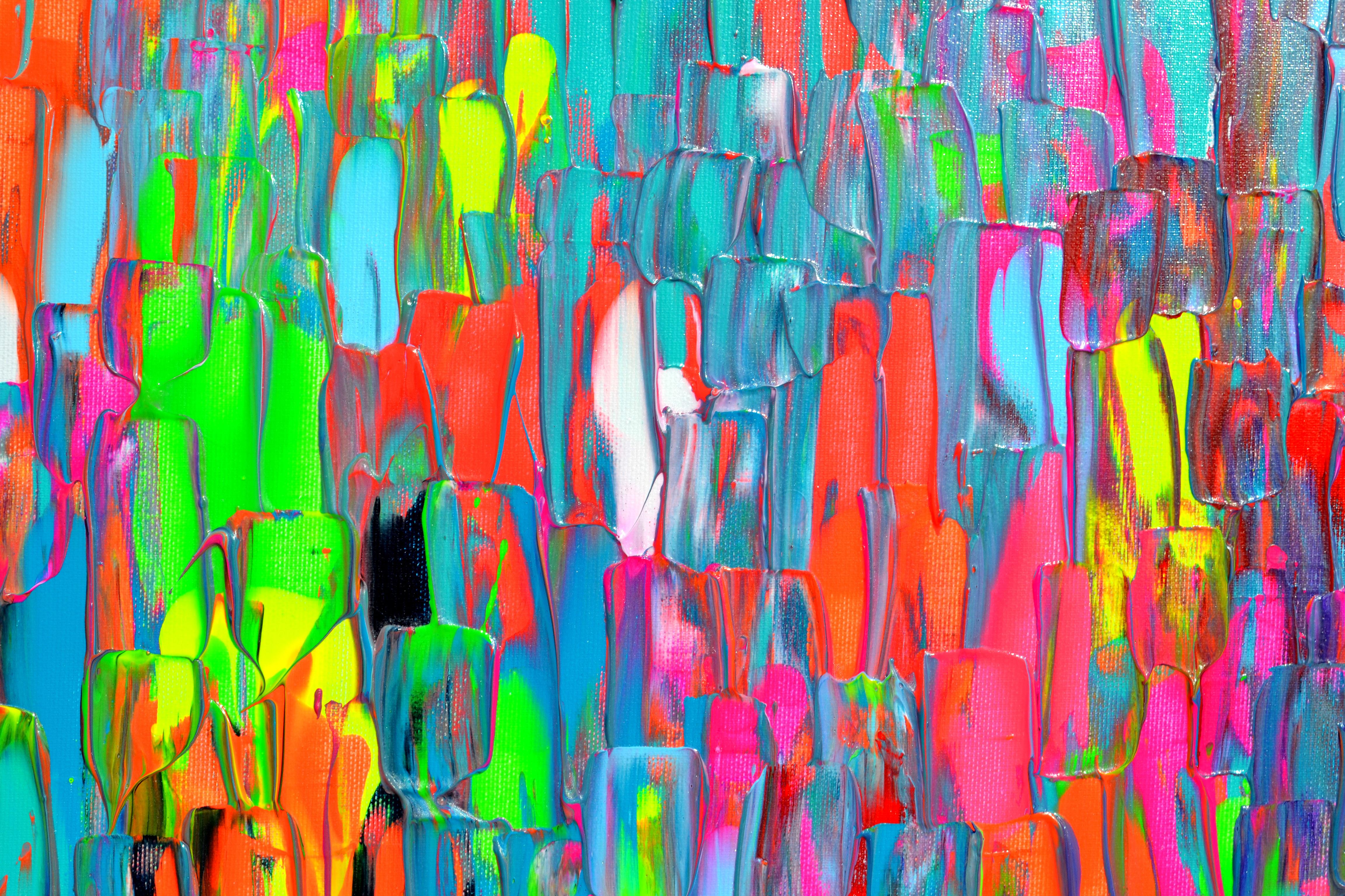 Piccola zingara ad Amsterdam - Quadro astratto colorato di grandi dimensioni in vendita 5