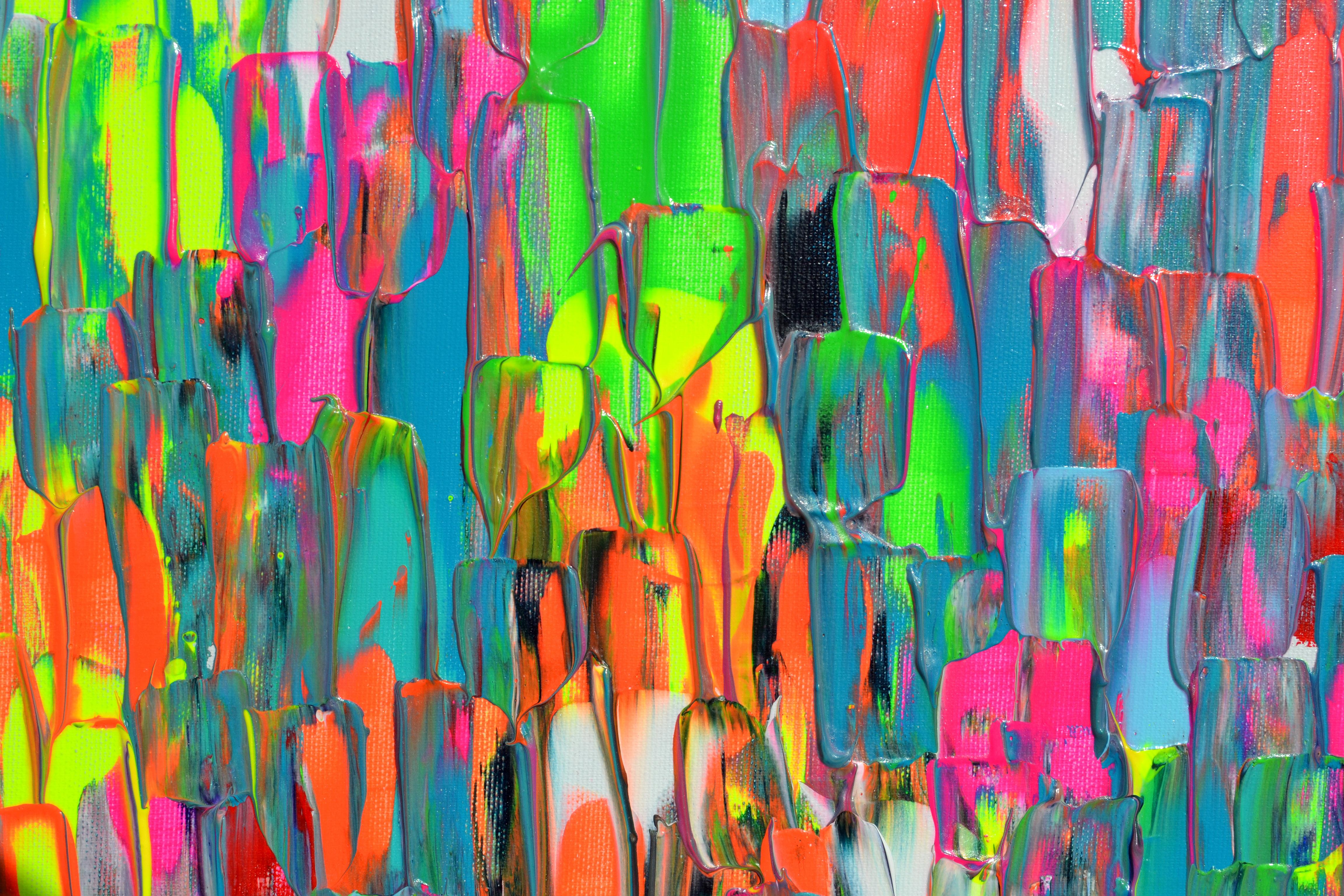 Piccola zingara ad Amsterdam - Quadro astratto colorato di grandi dimensioni in vendita 6