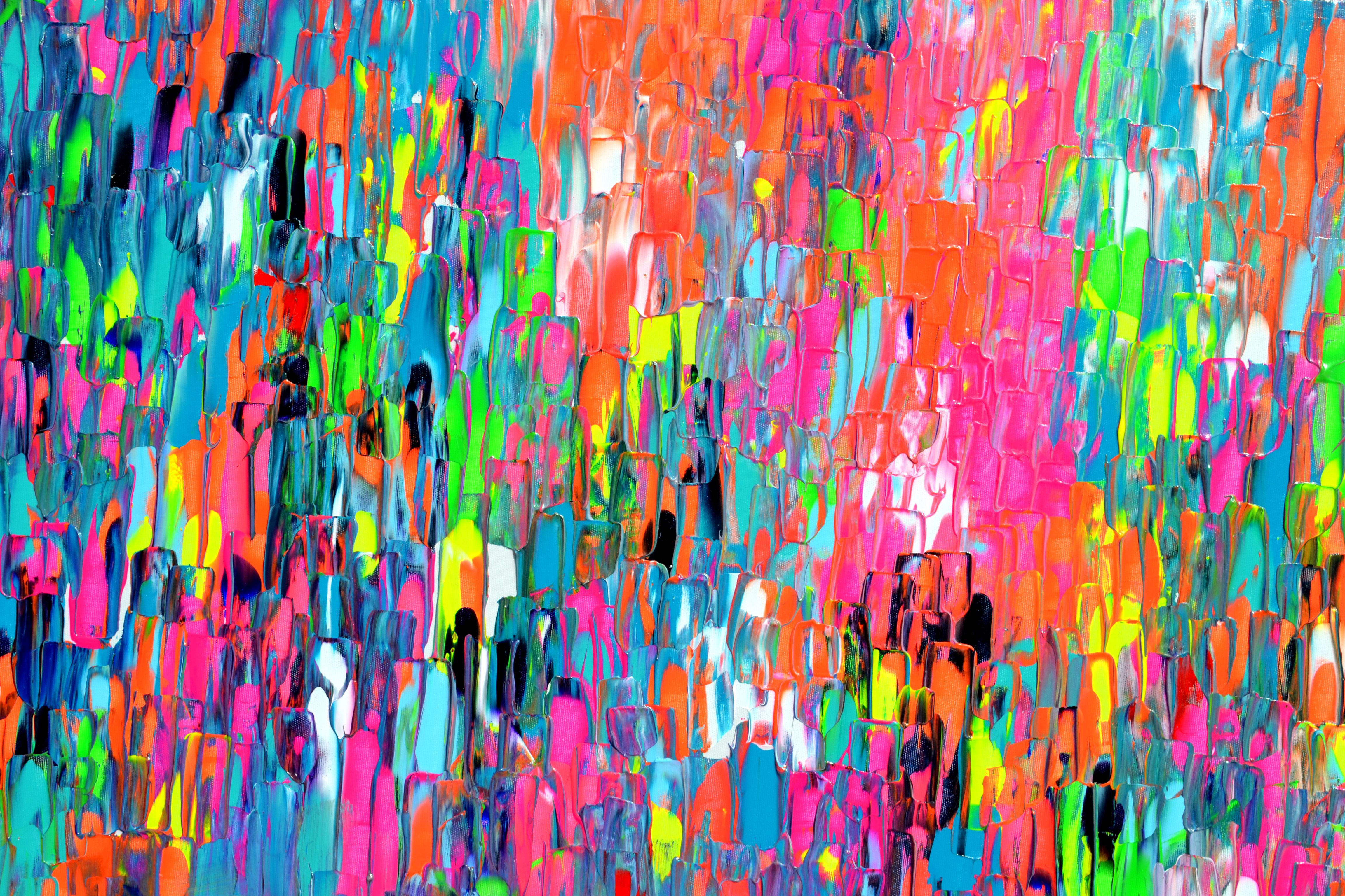 Piccola zingara ad Amsterdam - Quadro astratto colorato di grandi dimensioni - Interior Painting Rosa di SOOS TIBERIU