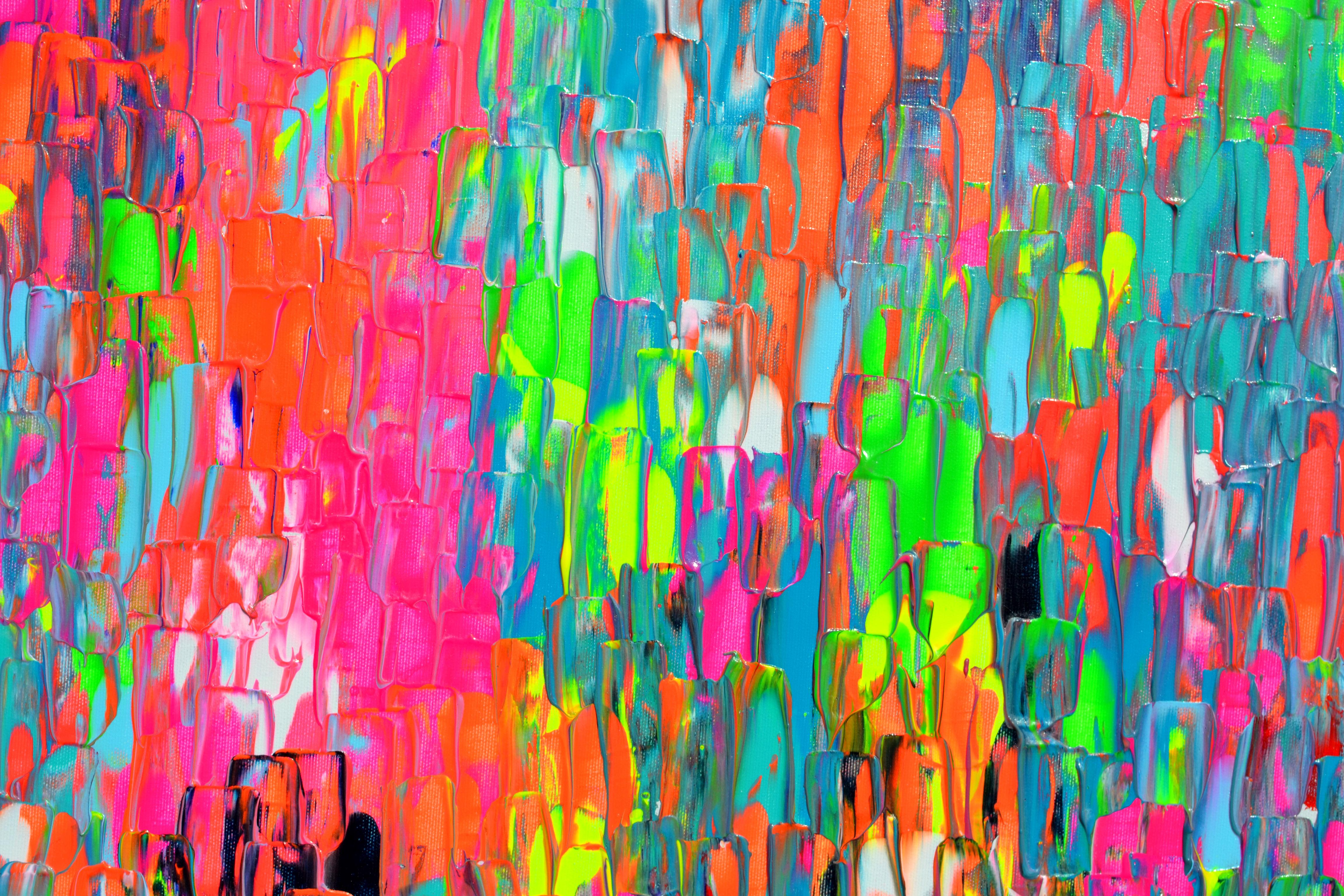 Piccola zingara ad Amsterdam - Quadro astratto colorato di grandi dimensioni in vendita 1