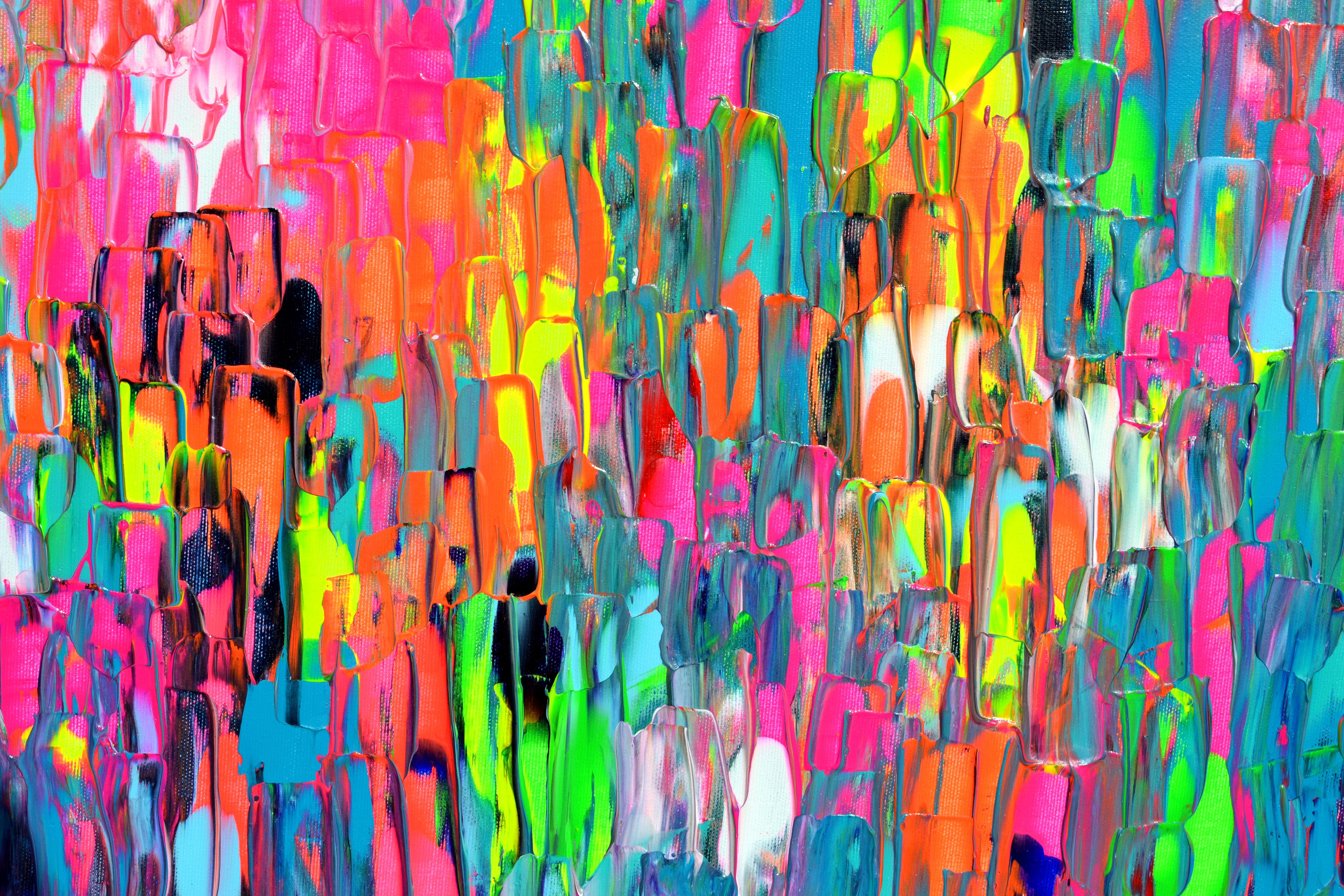 Piccola zingara ad Amsterdam - Quadro astratto colorato di grandi dimensioni in vendita 2