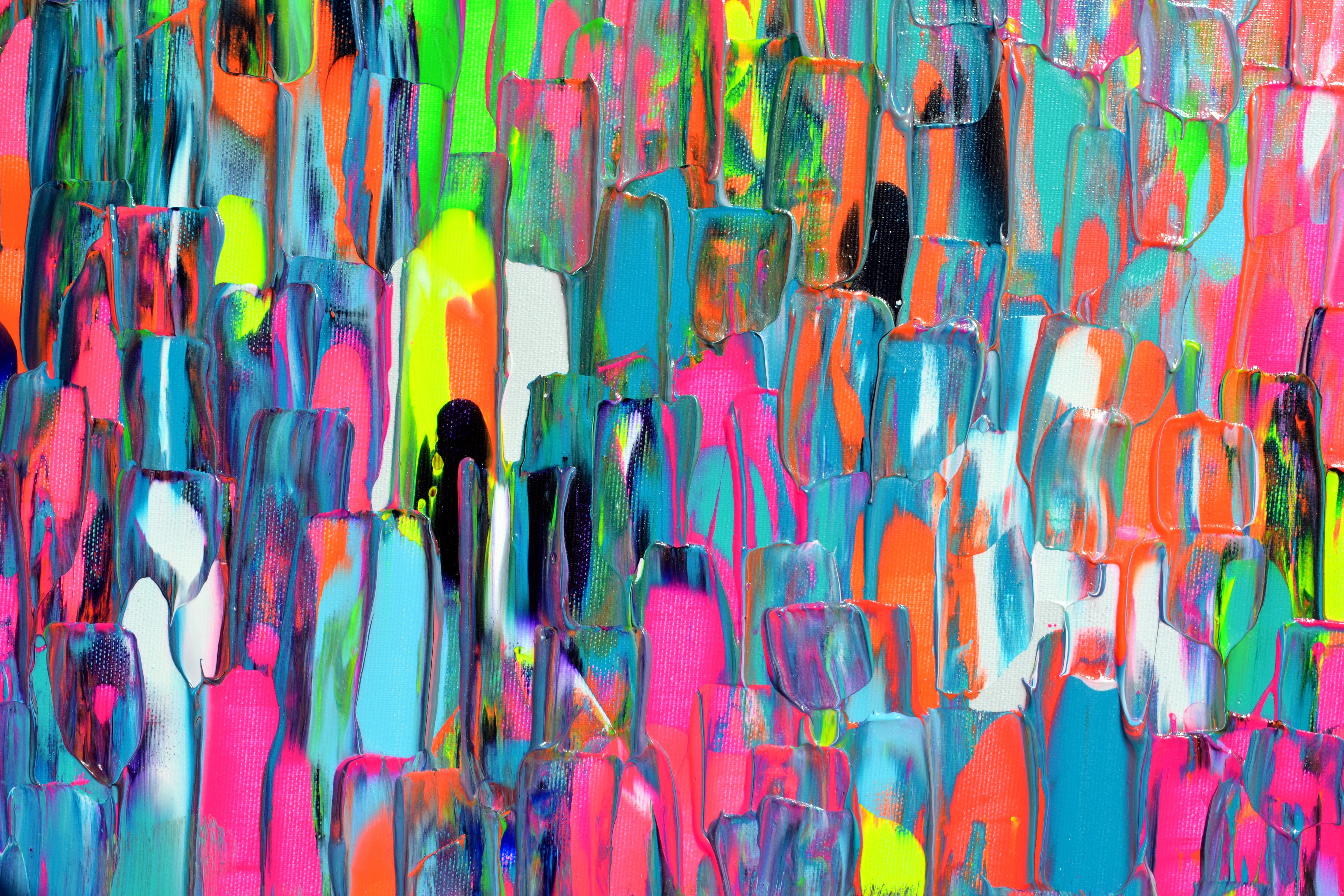 Piccola zingara ad Amsterdam - Quadro astratto colorato di grandi dimensioni in vendita 3