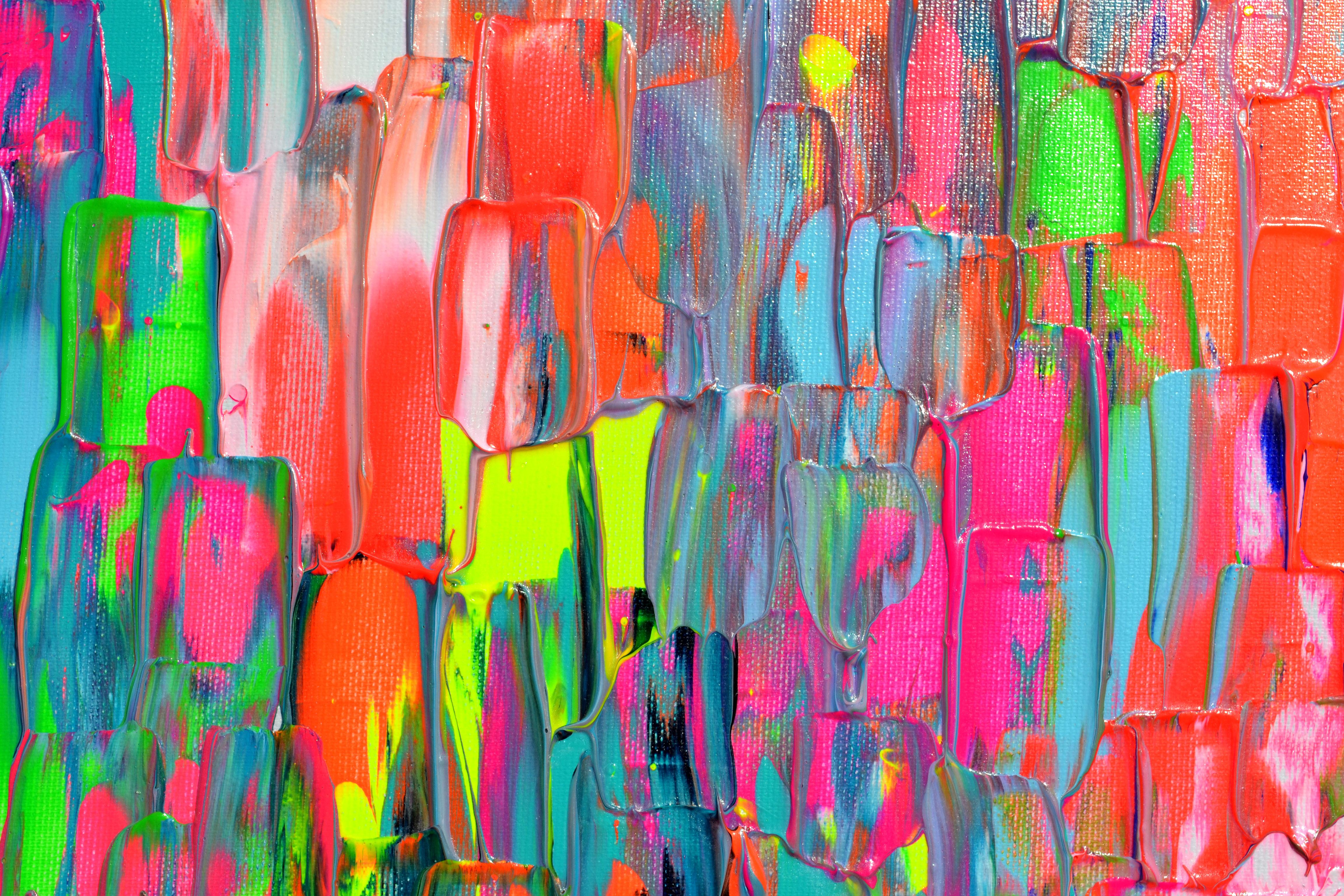 Piccola zingara ad Amsterdam - Quadro astratto colorato di grandi dimensioni in vendita 4