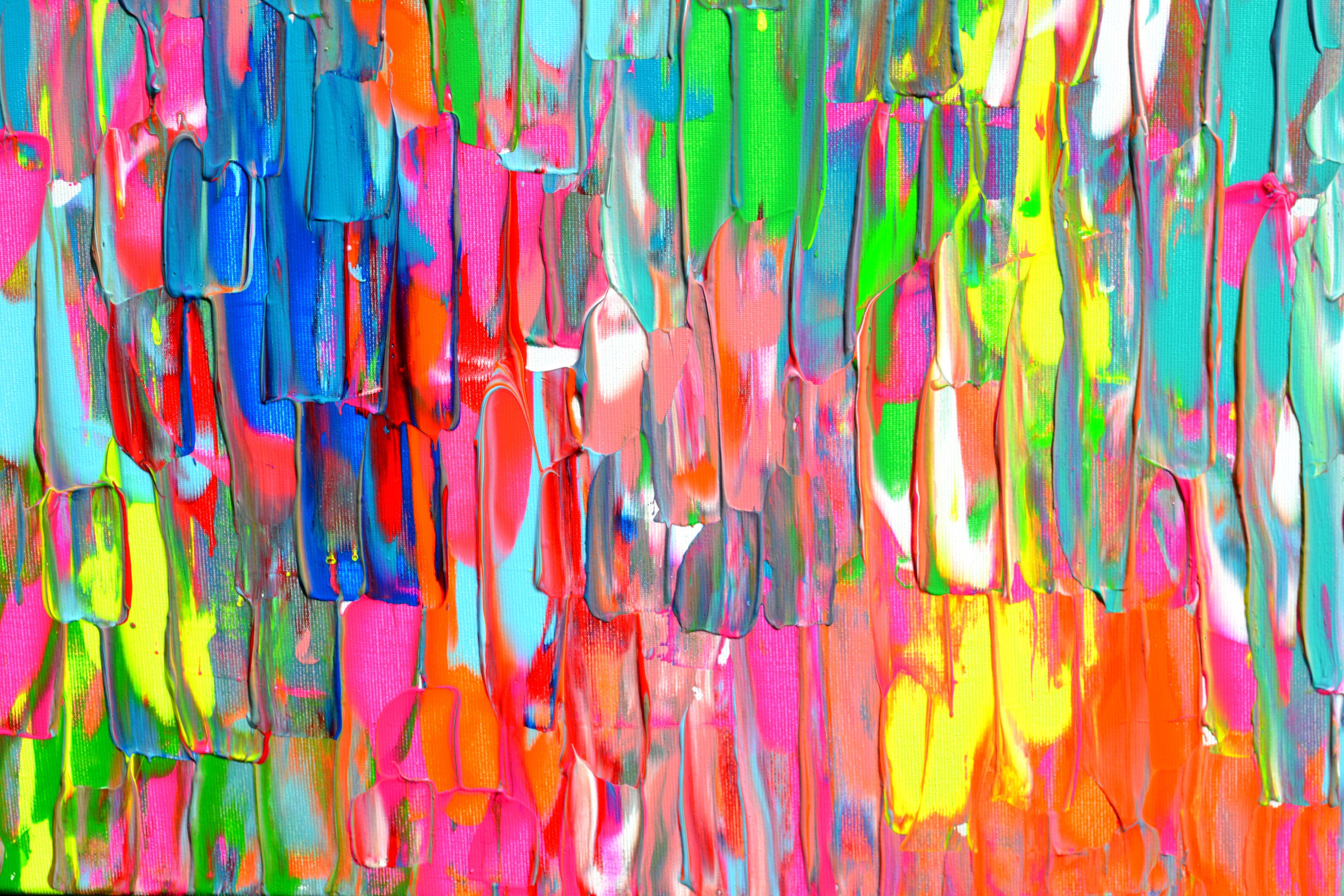 Spectrum 3, peinture, acrylique sur toile - Bleu Abstract Painting par SOOS TIBERIU