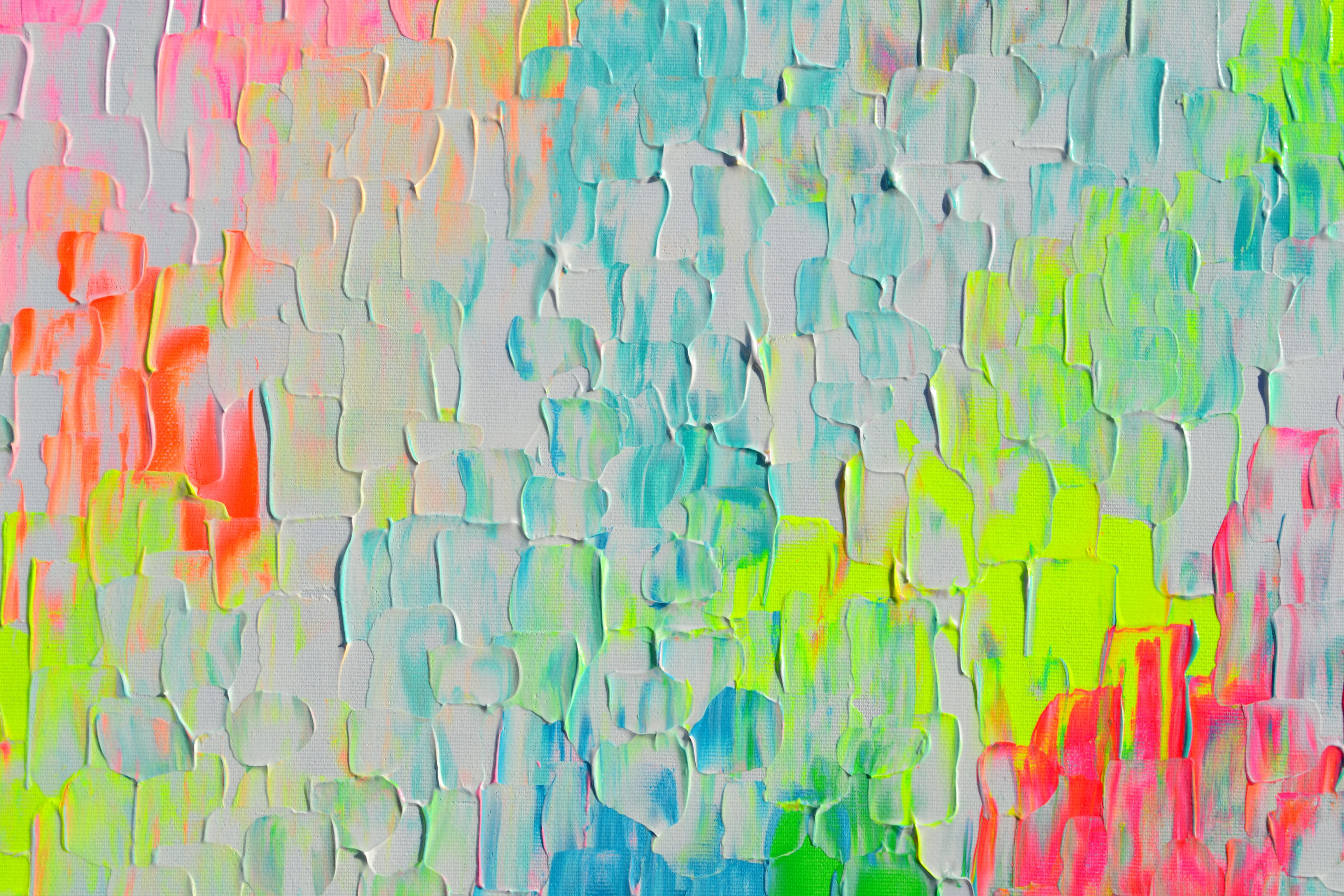 Tranquil 23 XL 80x80x2 cm Big Colorful Painting, Large Vivid Abstract Painting For Sale 1