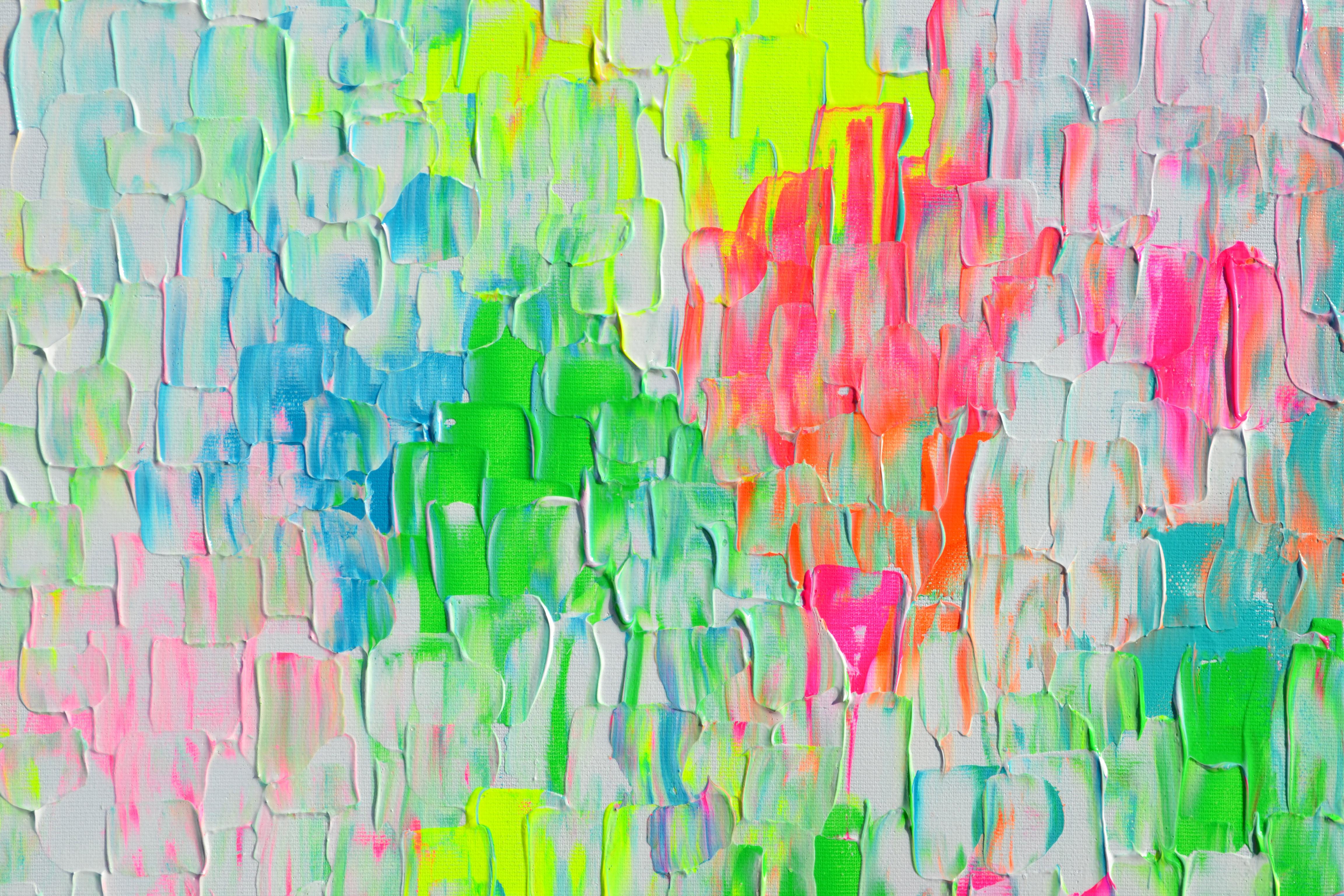 Tranquil 23 XL 80x80x2 cm Big Colorful Painting, Large Vivid Abstract Painting For Sale 2