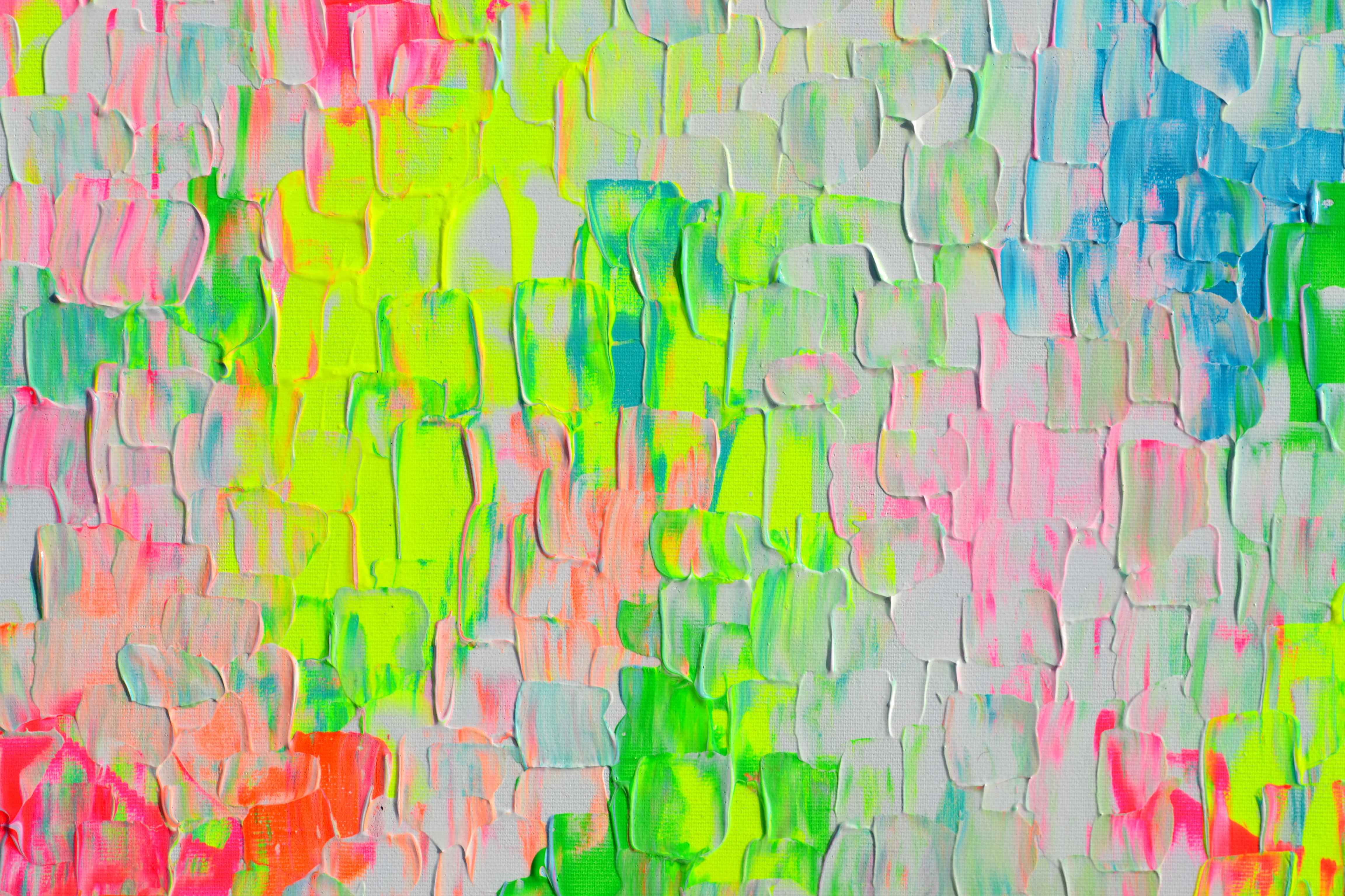 Tranquil 23 XL 80x80x2 cm Big Colorful Painting, Large Vivid Abstract Painting For Sale 3