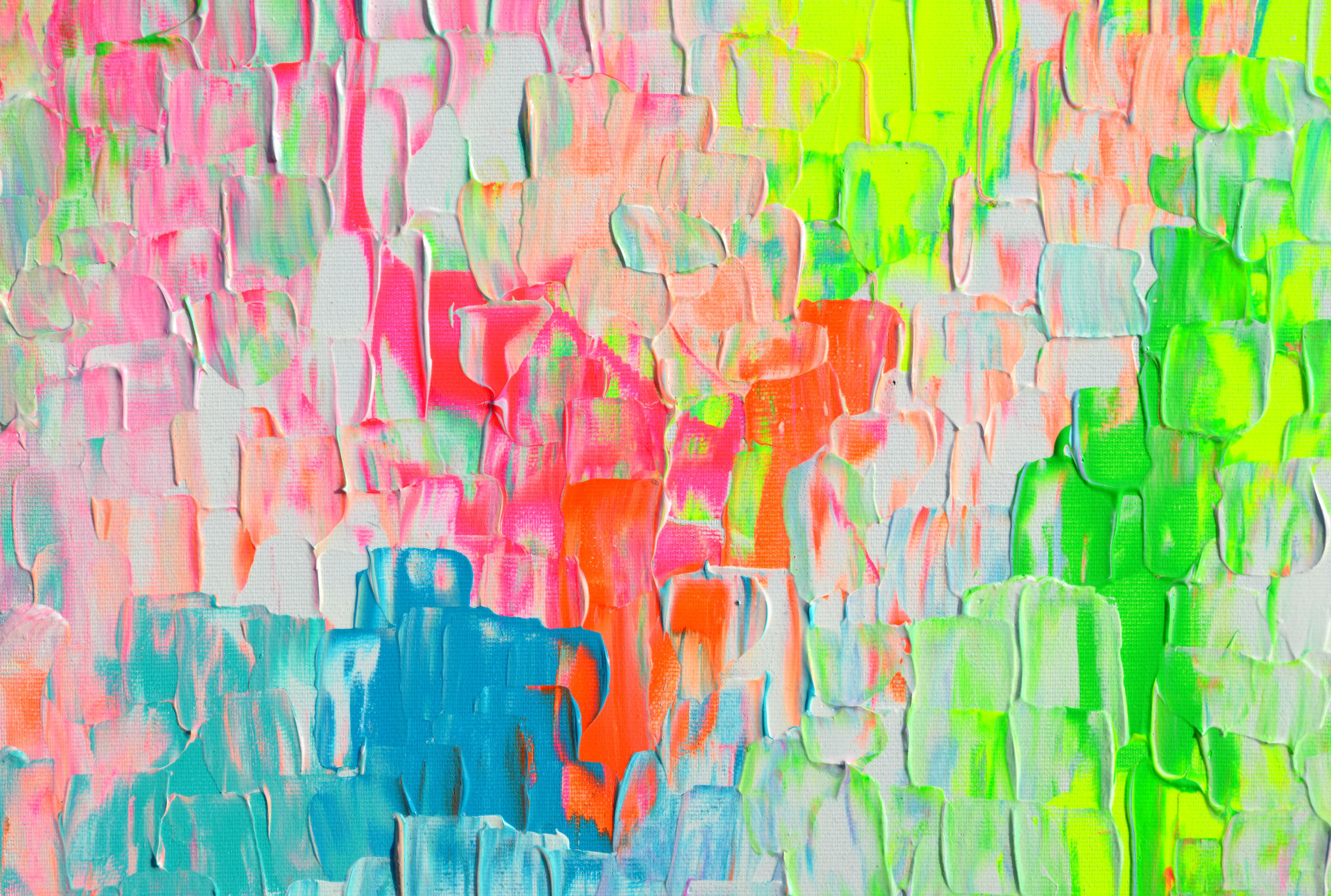 Tranquil 23 XL 80x80x2 cm Big Colorful Painting, Large Vivid Abstract Painting For Sale 4