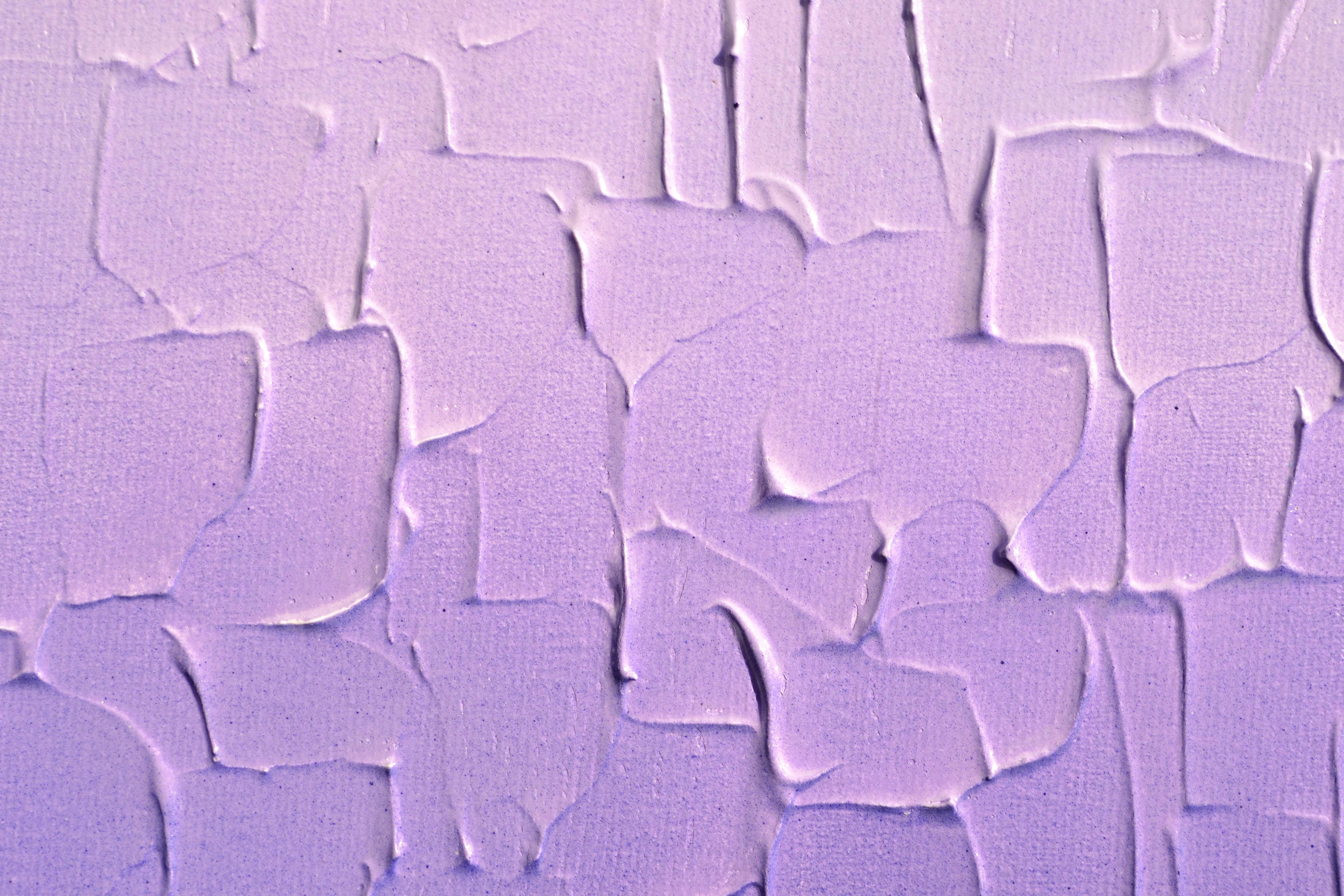 Tranquil - Purple Gradient - Large Abstract Relief Pallet Knife Painting For Sale 4